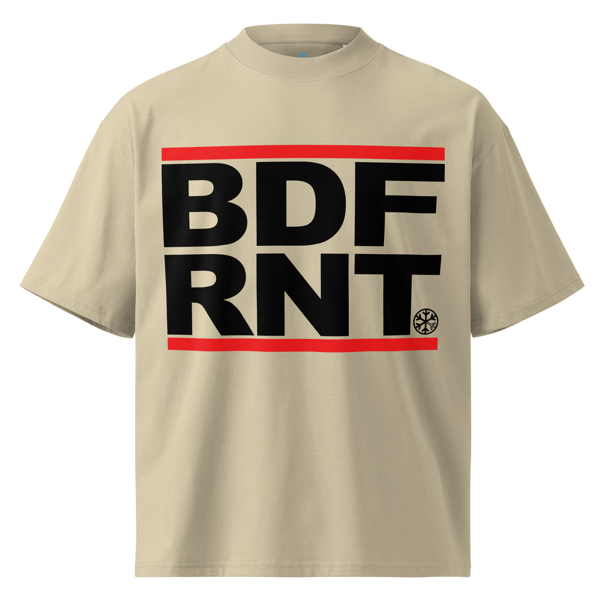 Beige-BDFRNT OG Logo Tee from B.Different Clothing, front view, graffiti-inspired streetwear t-shirt