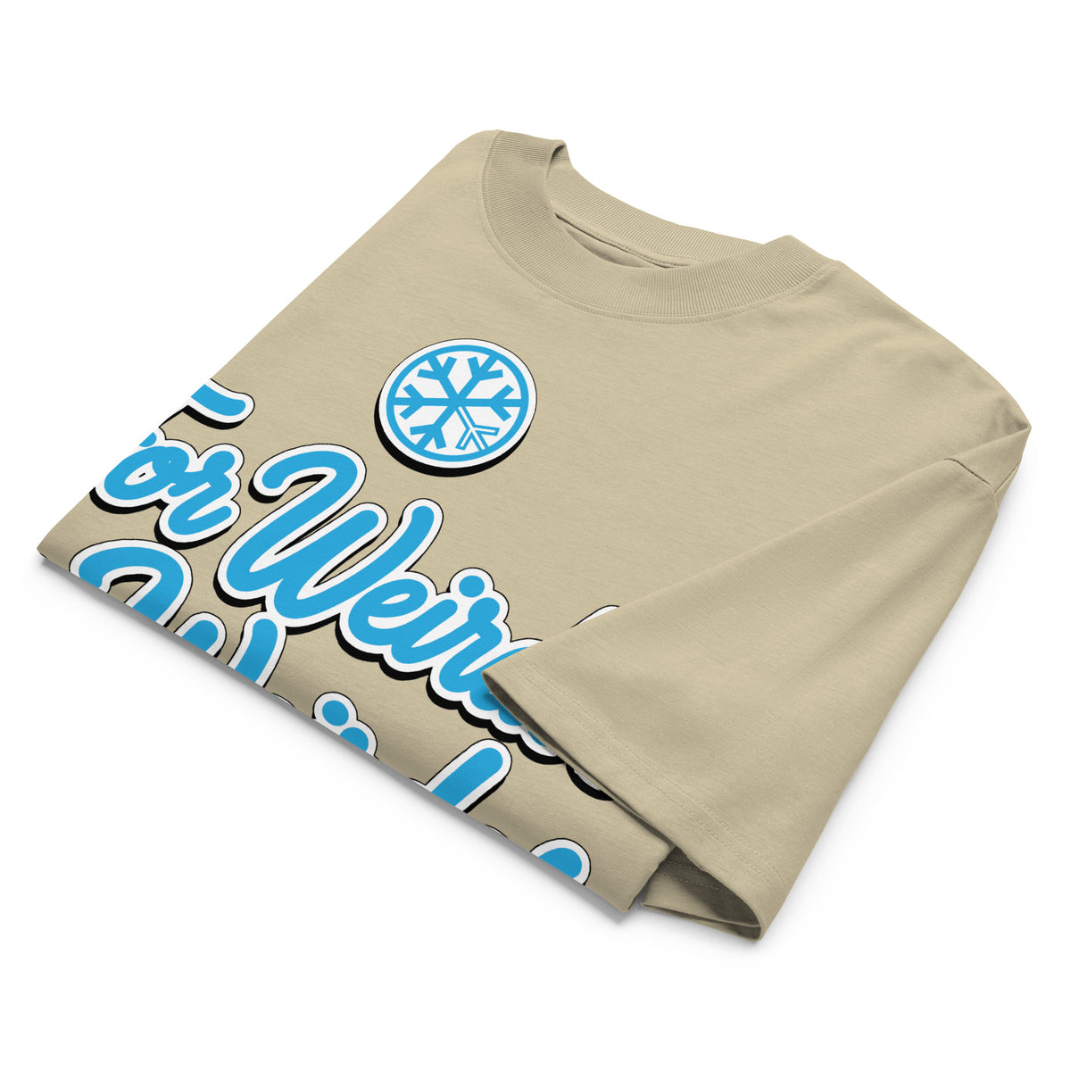 Beige-For Weirdos by Weirdos Tee from B.Different Clothing, folded, graffiti-inspired streetwear