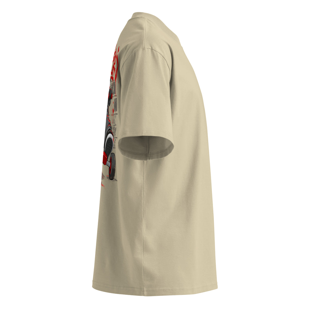 Beige-Raks The Puppet Graffiti Tee by Emti from B.Different Clothing, right view, graffiti-inspired streetwear t-shirt