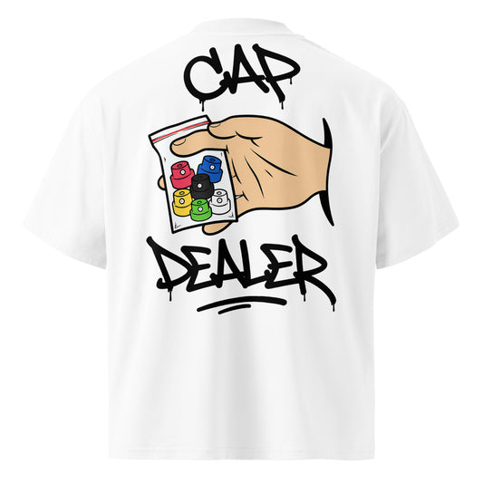 White-Cap Dealer Graffiti Tee from B.Different Clothing, back view, graffiti-inspired streetwear