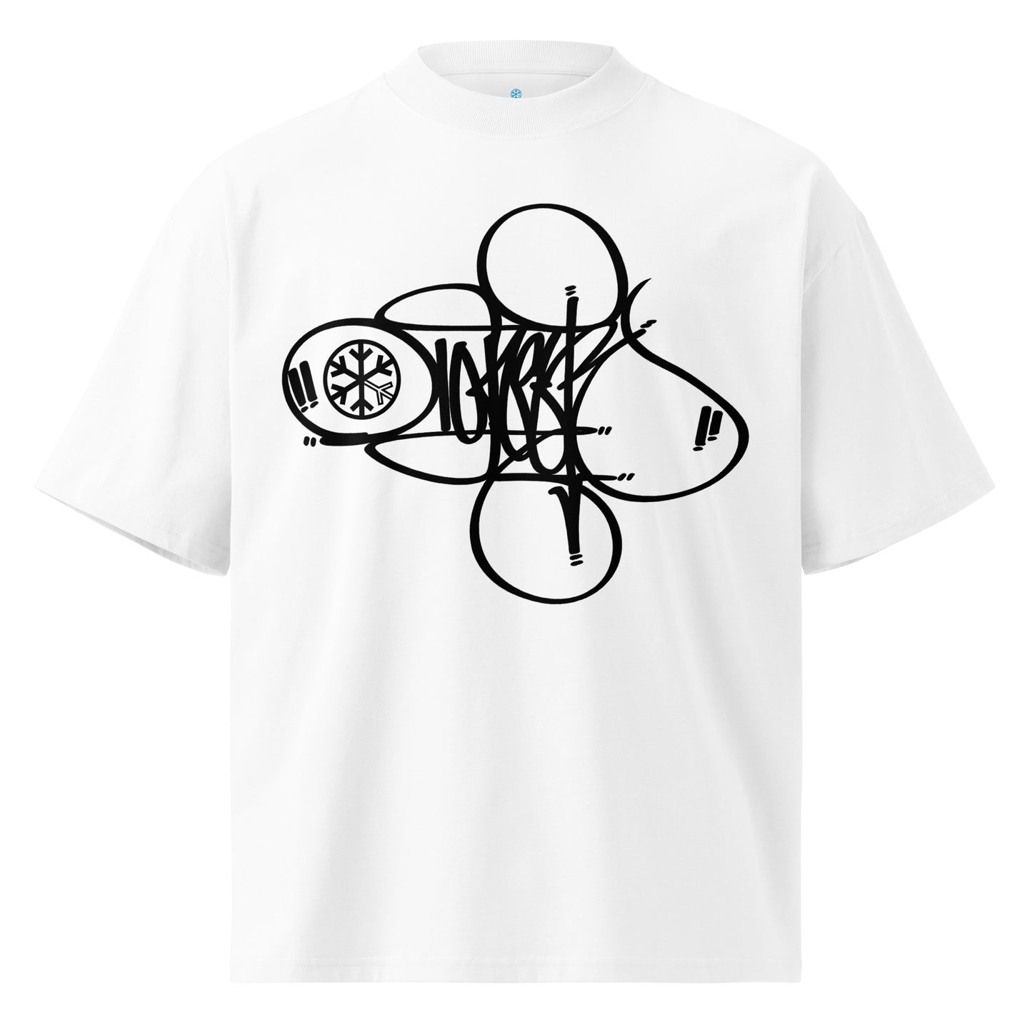 White-Loner Tag Tee by Graffiti Dad from B.Different Clothing, front view, graffiti-inspired streetwear, oversized heavyweight t-shirt