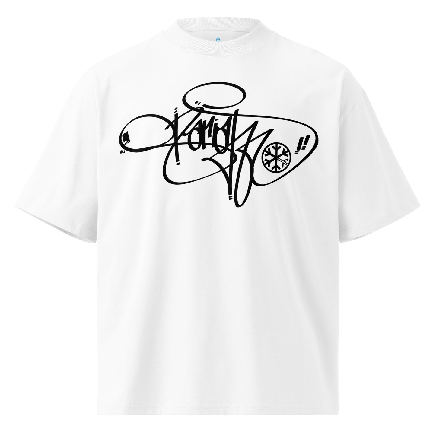 White-Pariah Tag Tee by Graffiti Dad from B.Different Clothing, front view, graffiti-inspired streetwear, oversized heavyweight t-shirt