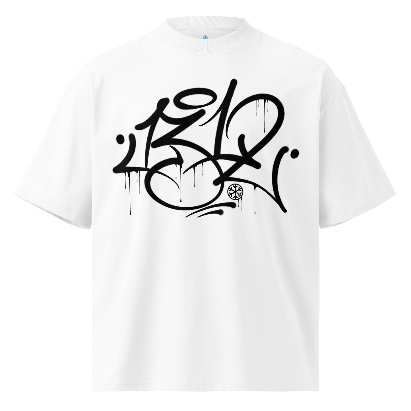 White-1312 Graffiti Tag Tee by Caos One from B.Different Clothing, front view, graffiti-inspired streetwear, oversized heavyweight t-shirt