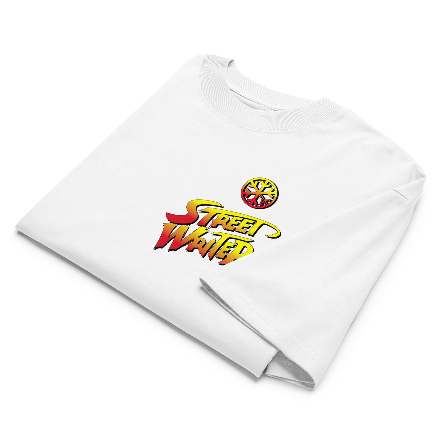White-Street Writer II Graffiti Tee from B.Different Clothing, folded, graffiti-inspired streetwear t-shirt