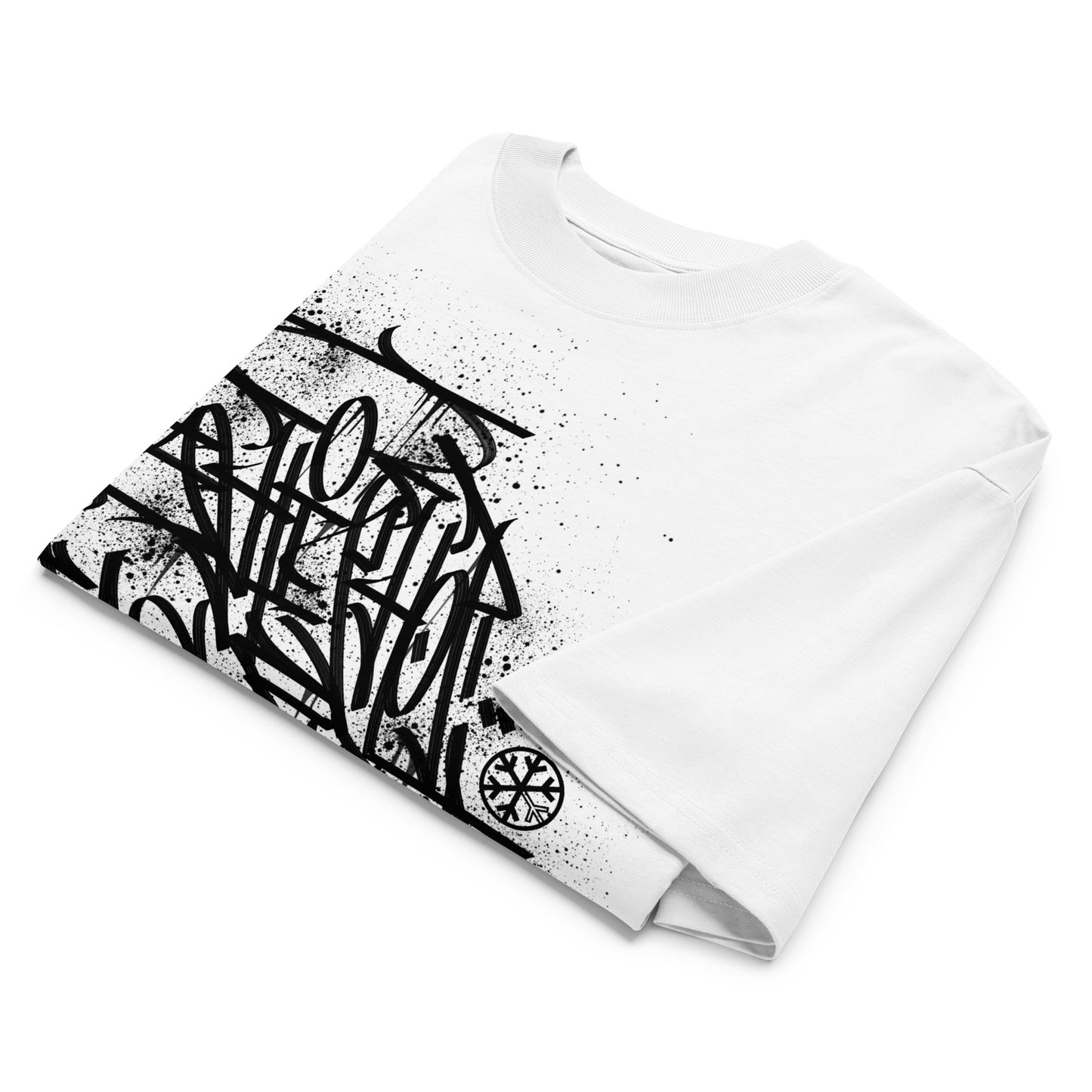 White-Hip Hop Love Graffiti Tee by Shew from B.Different Clothing, folded, graffiti-inspired streetwear t-shirt