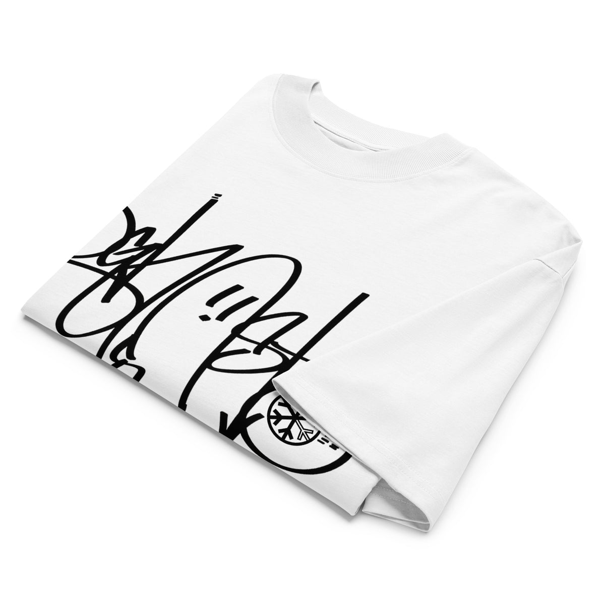 White-Ghost Tag Tee by Graffiti Dad from B.Different Clothing, folded, graffiti-inspired streetwear t-shirt