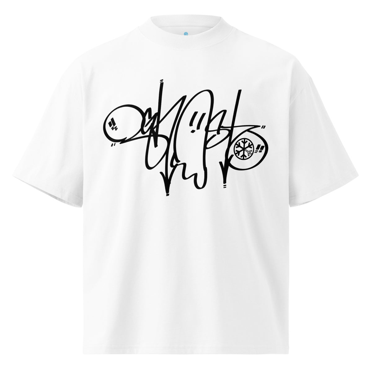 White-Ghost Tag Tee by Graffiti Dad from B.Different Clothing, front view, graffiti-inspired streetwear t-shirt