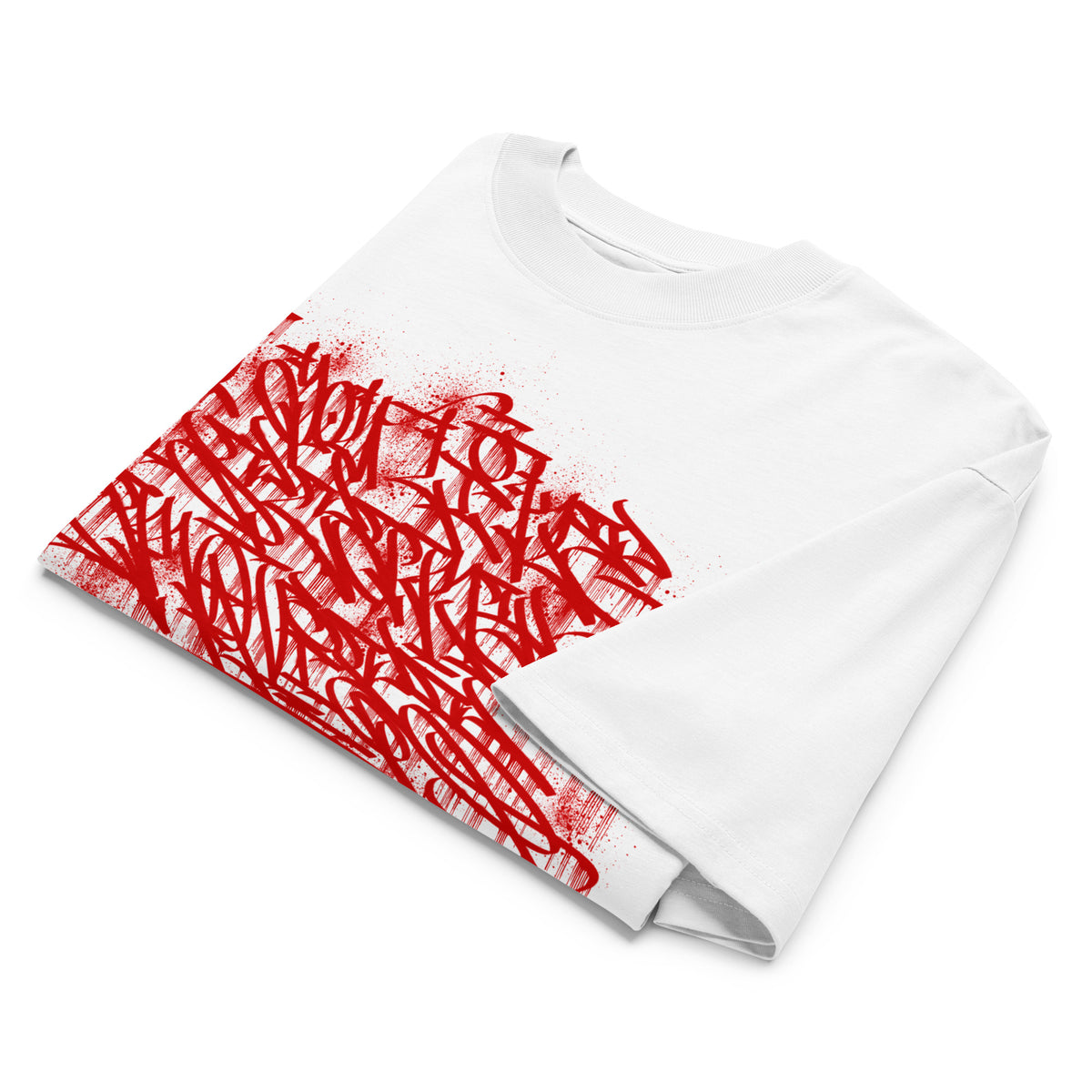 White-Do You Like Scary Movies Graffiti Tee by Shew from B.Different Clothing, folded, graffiti-inspired streetwear t-shirt