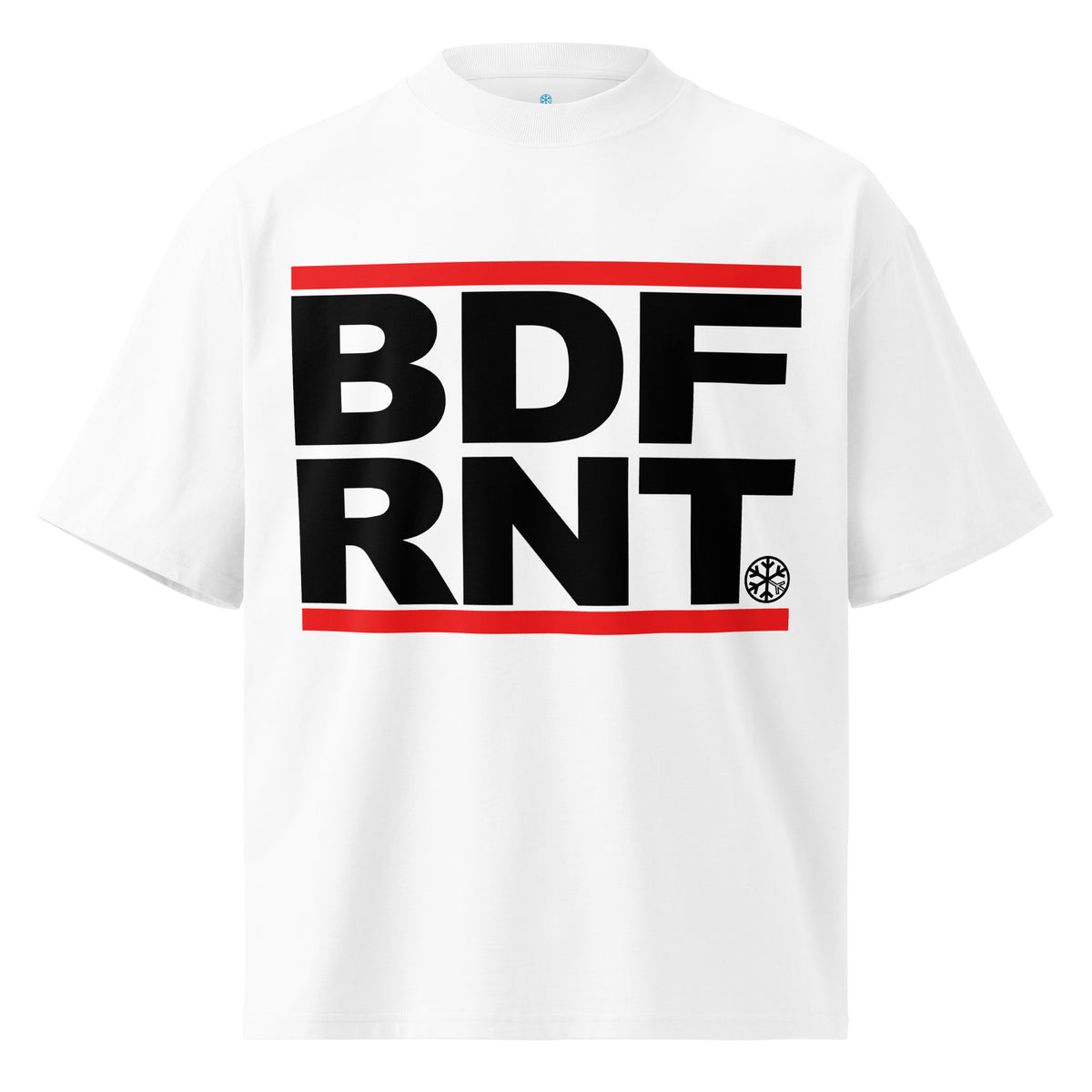 White-BDFRNT OG Logo Tee from B.Different Clothing, front view, graffiti-inspired streetwear t-shirt