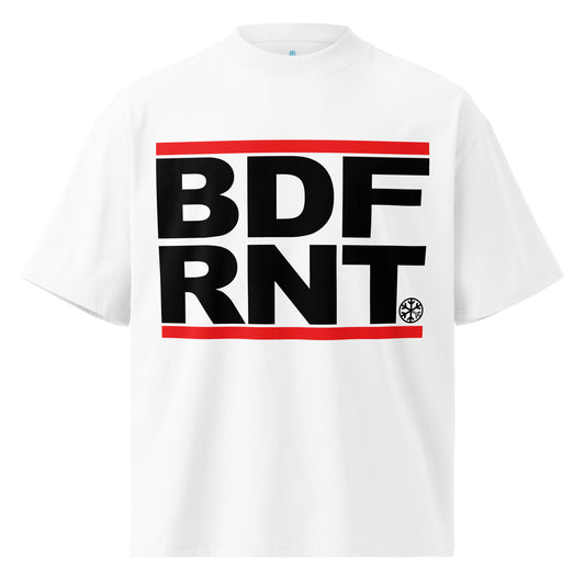 White-BDFRNT OG Logo Tee from B.Different Clothing, front view, graffiti-inspired streetwear t-shirt