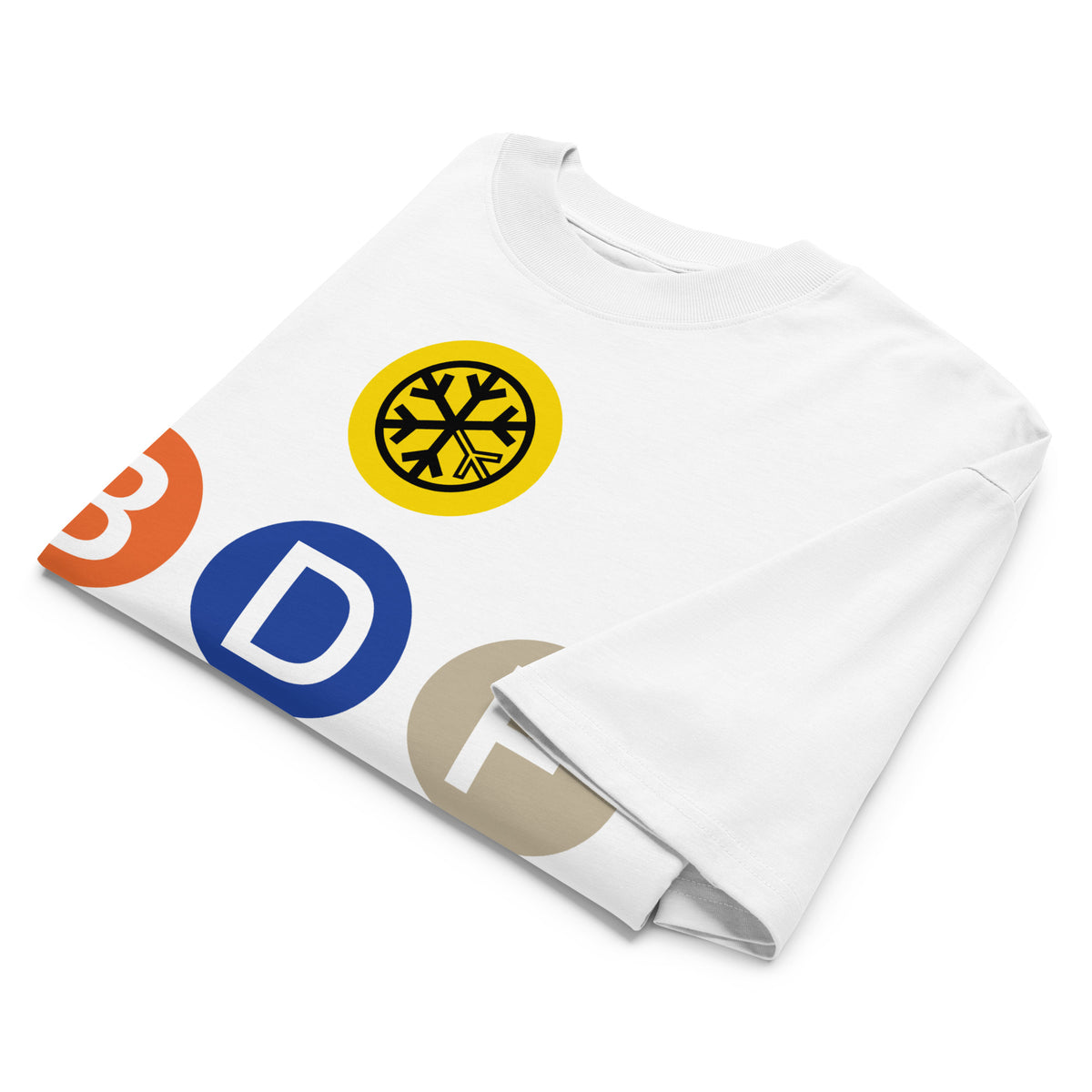 White-BDFRNT NYC Subway Tee from B.Different Clothing, folded, graffiti-inspired streetwear