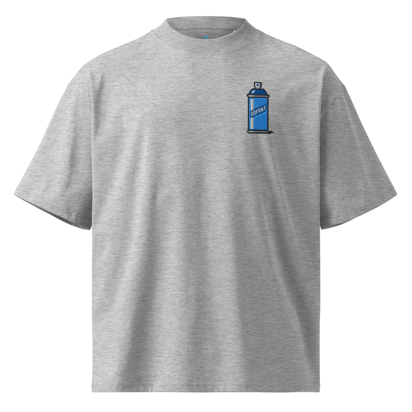 Gray-Pixel Spray Can Graffiti Tee from B.Different Clothing, front view, graffiti-inspired streetwear oversized heavyweight t-shirt