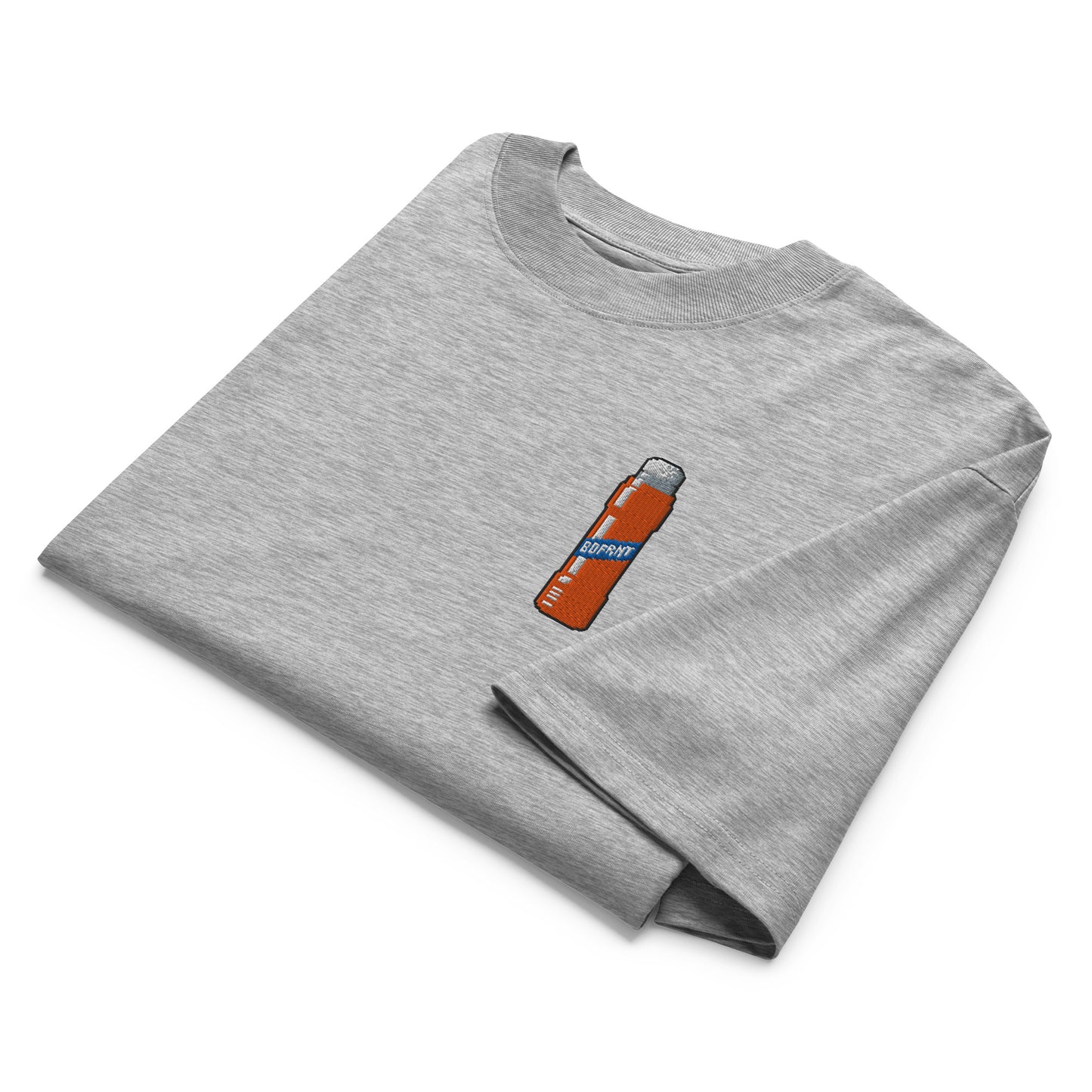 Gray-Pixel Marker Graffiti Tee from B.Different Clothing, folded, graffiti-inspired streetwear oversized heavyweight t-shirt