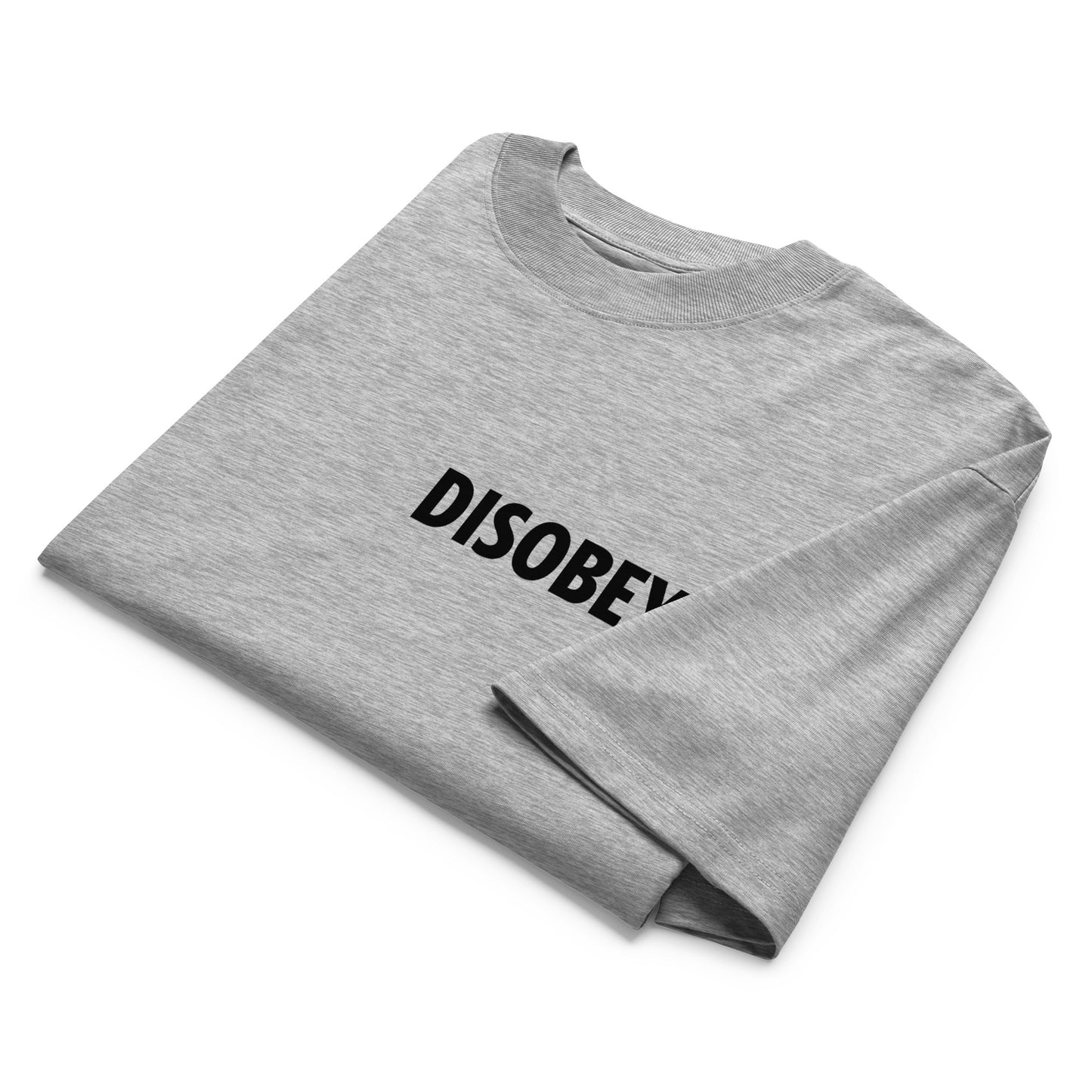 Gray-Pixel Disobey Tee from B.Different Clothing, folded, graffiti-inspired streetwear oversized heavyweight t-shirt