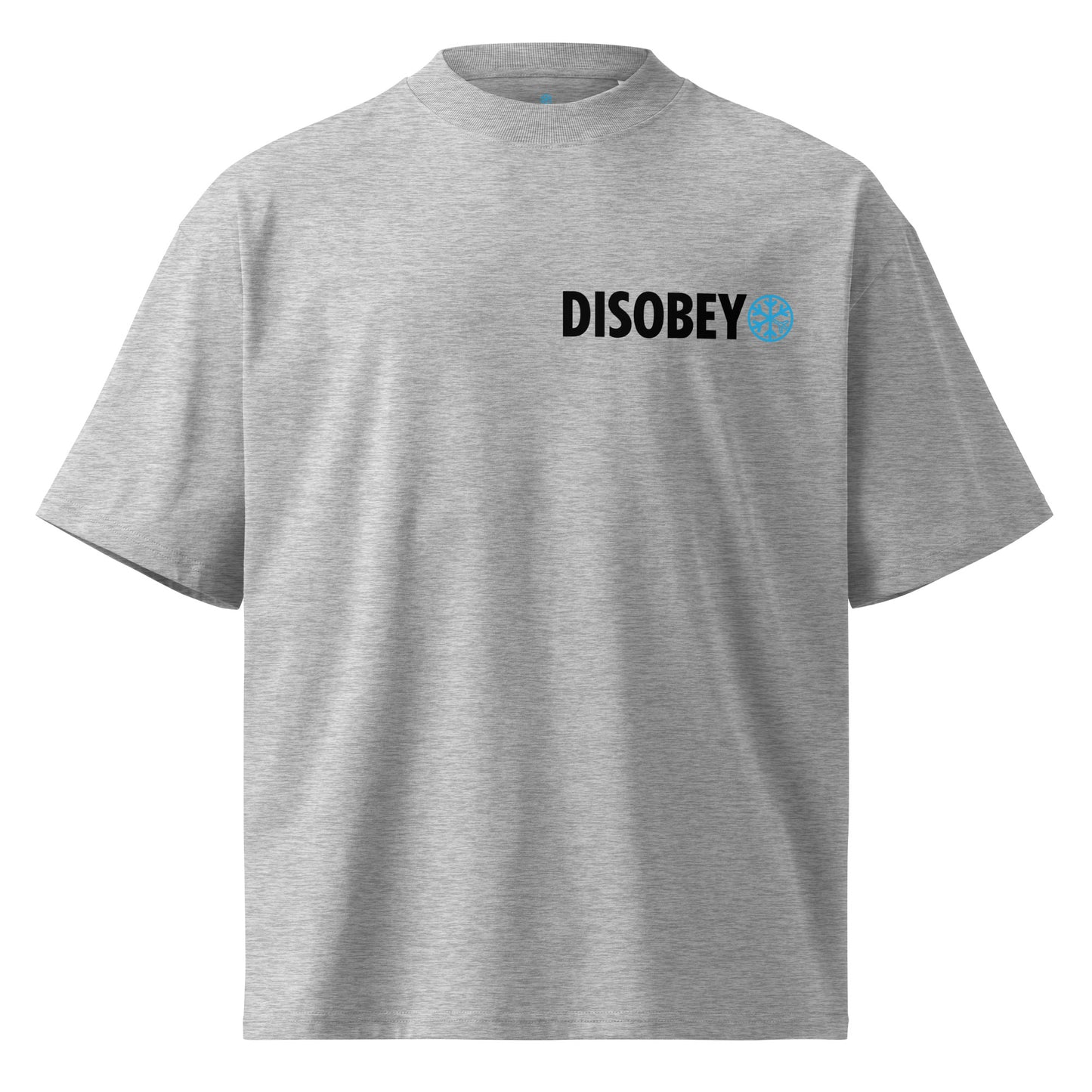 Gray-Pixel Disobey Tee from B.Different Clothing, front view, graffiti-inspired streetwear oversized heavyweight t-shirt