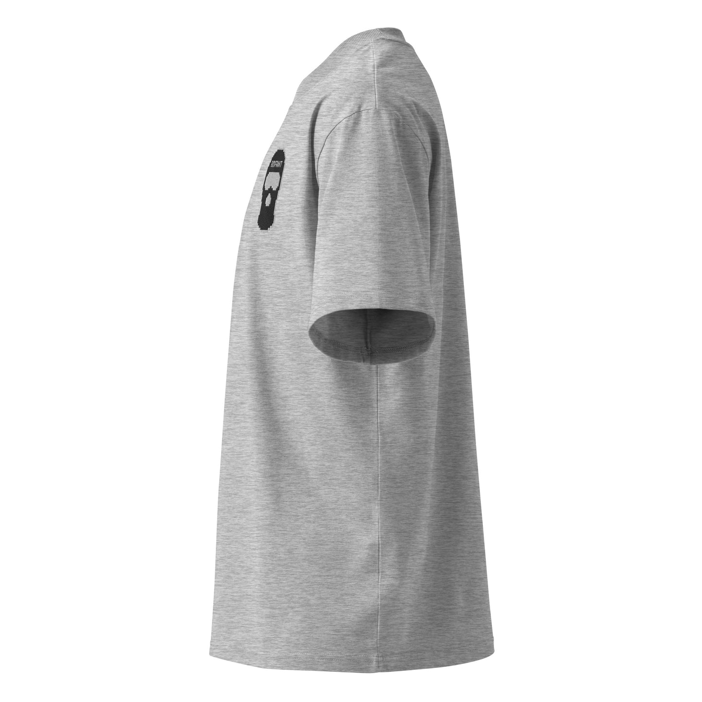 Gray-Pixel Balaclava Graffiti Tee from B.Different Clothing, left view, graffiti-inspired streetwear, oversized heavyweight t-shirt