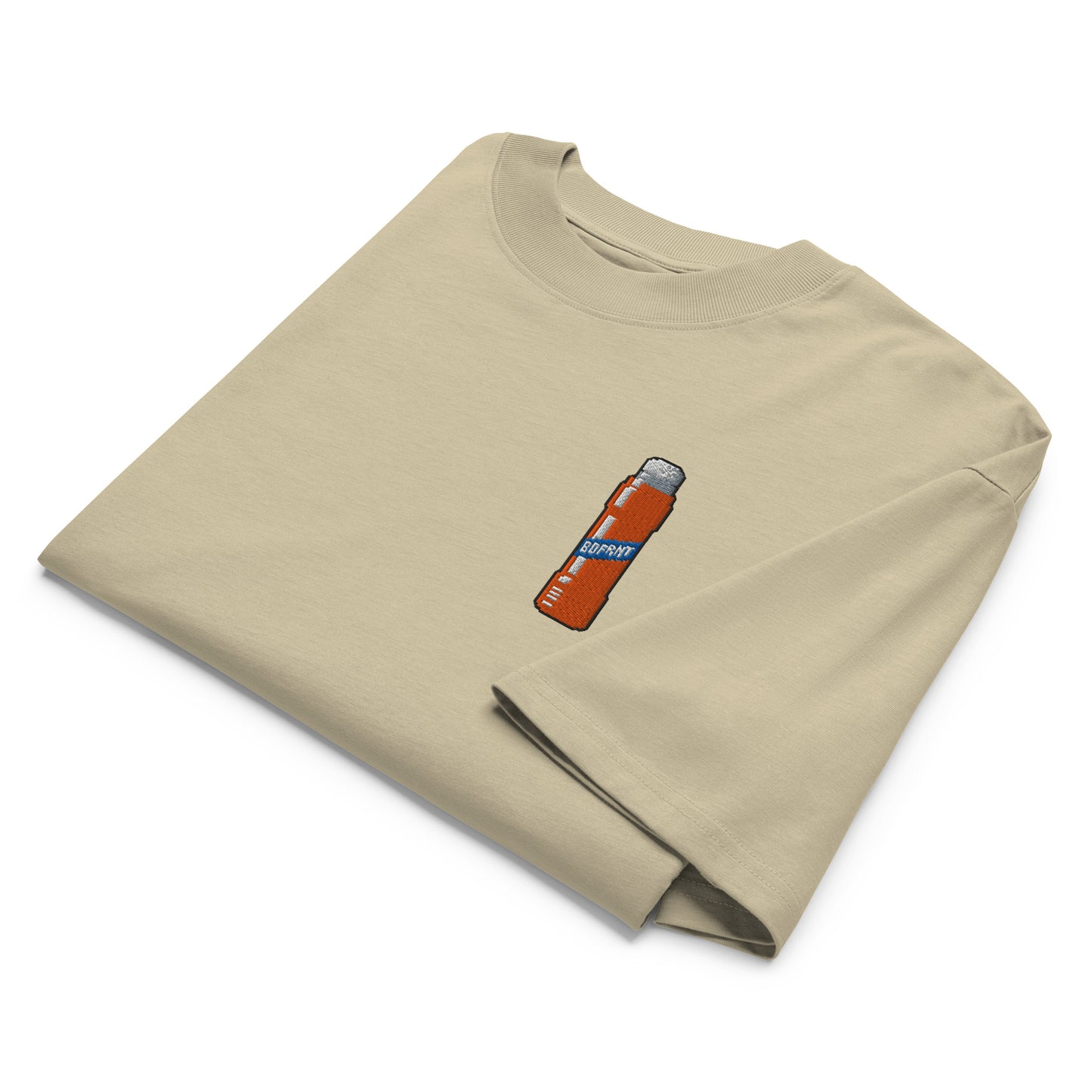 Beige-Pixel Marker Graffiti Tee from B.Different Clothing, folded, graffiti-inspired streetwear oversized heavyweight t-shirt