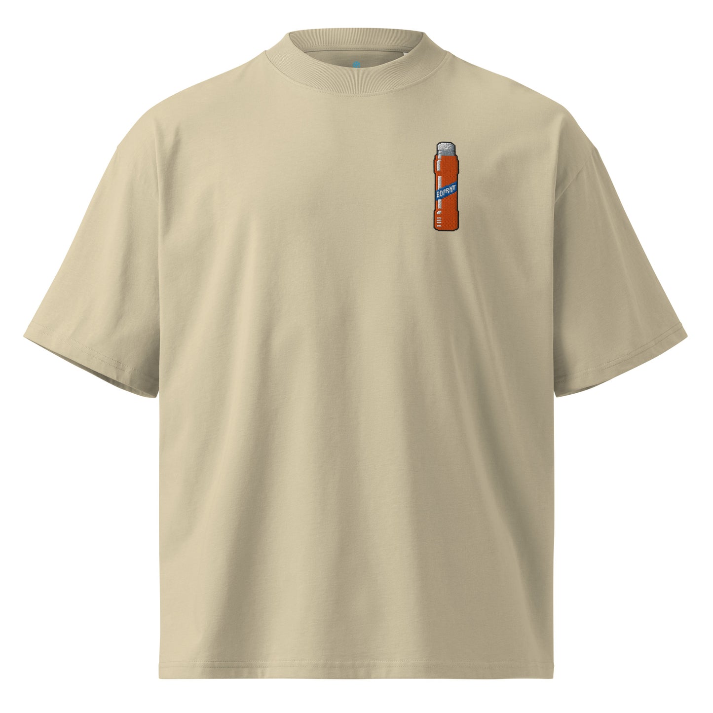 Beige-Pixel Marker Graffiti Tee from B.Different Clothing, front view, graffiti-inspired streetwear oversized heavyweight t-shirt
