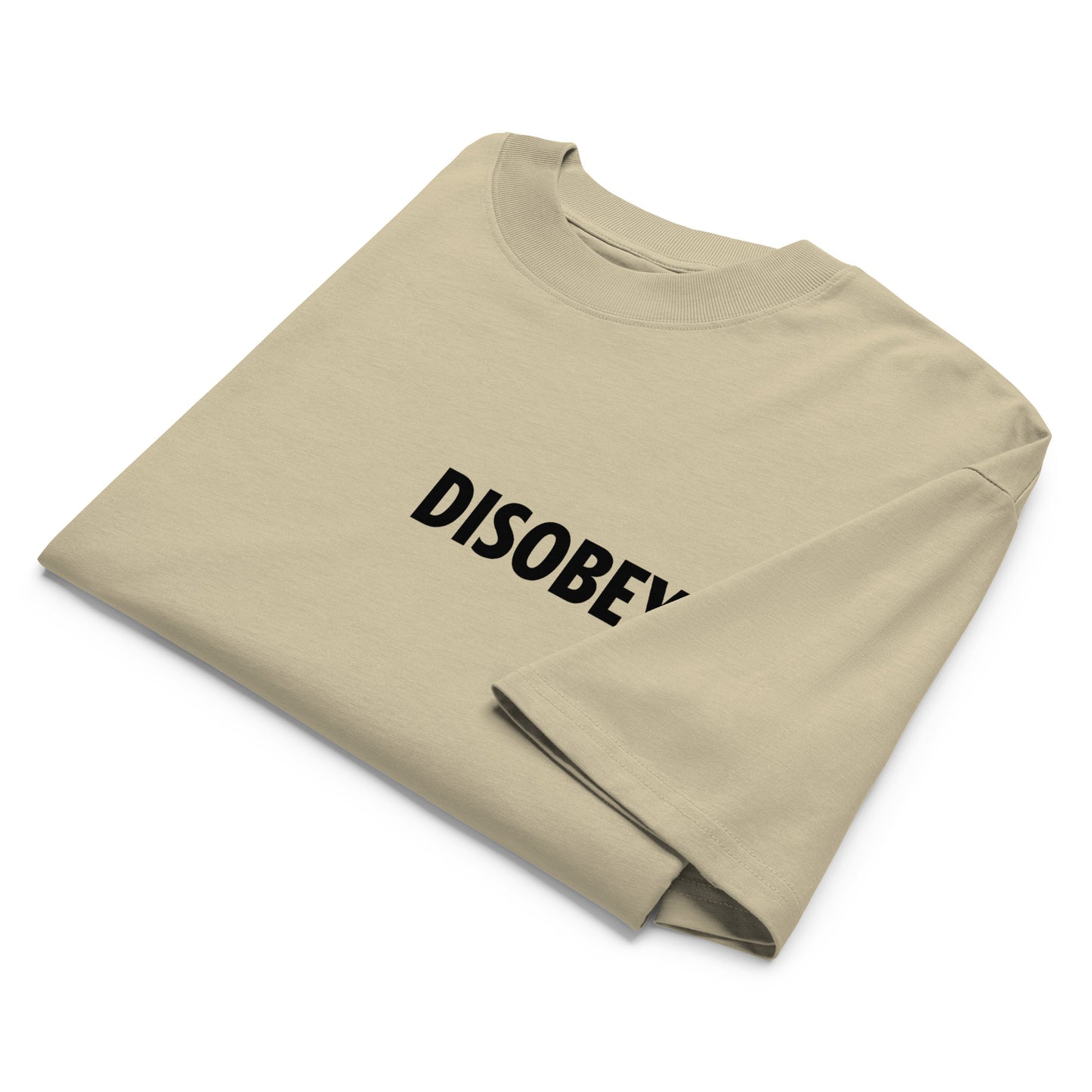 Beige-Pixel Disobey Tee from B.Different Clothing, folded, graffiti-inspired streetwear oversized heavyweight t-shirt