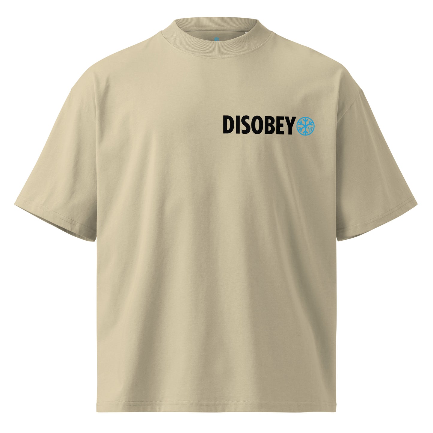 Beige-Pixel Disobey Tee from B.Different Clothing, front view, graffiti-inspired streetwear oversized heavyweight t-shirt