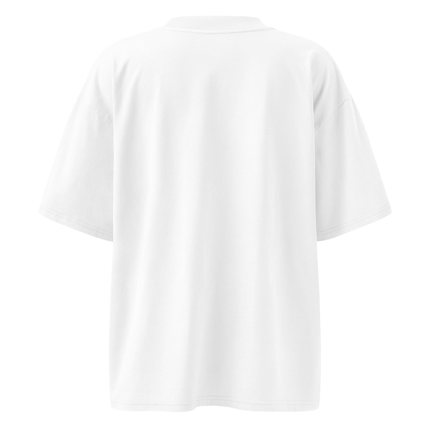 White-Pixel Balaclava Graffiti Tee from B.Different Clothing, back view, graffiti-inspired streetwear, oversized heavyweight t-shirt