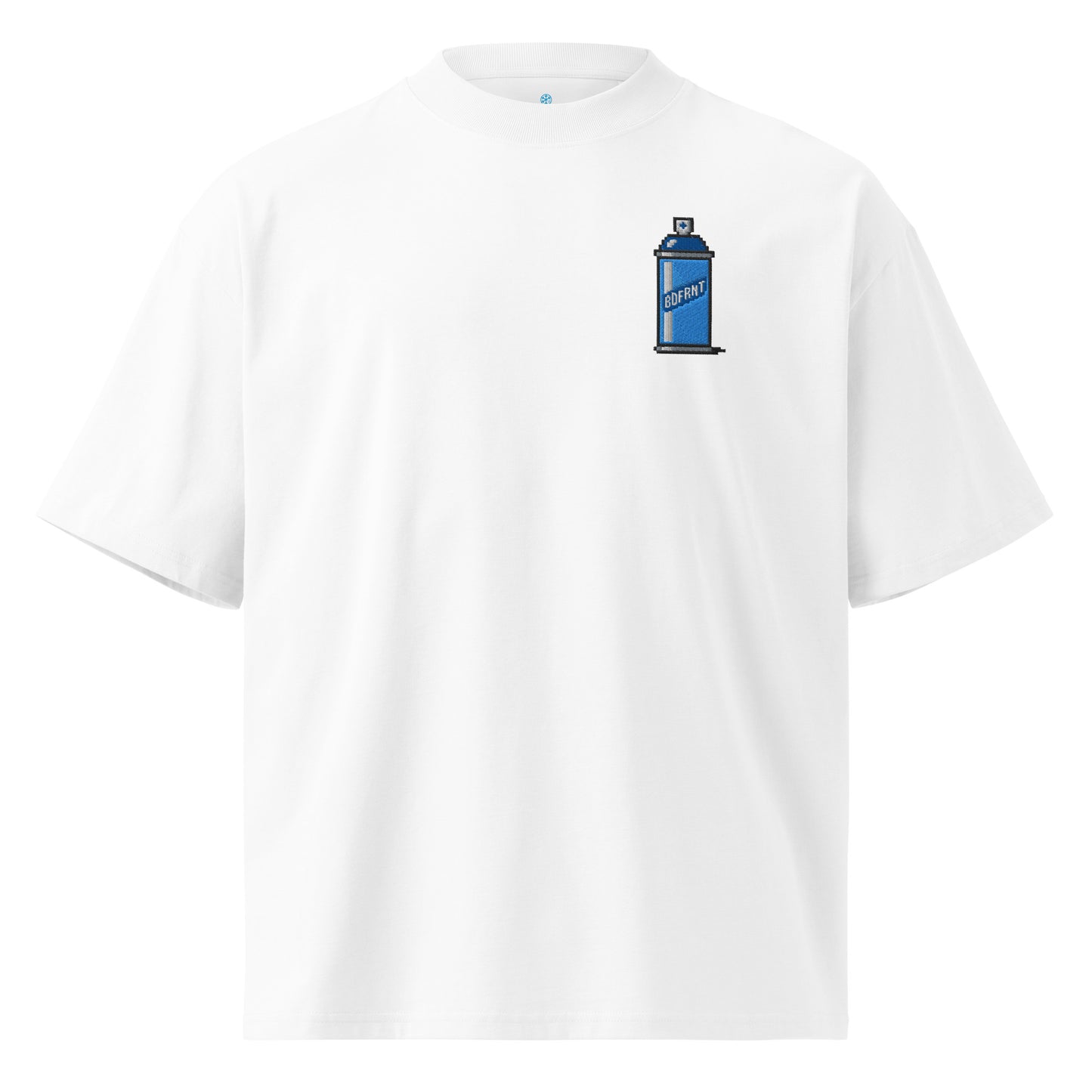 White-Pixel Spray Can Graffiti Tee from B.Different Clothing, front view, graffiti-inspired streetwear oversized heavyweight t-shirt