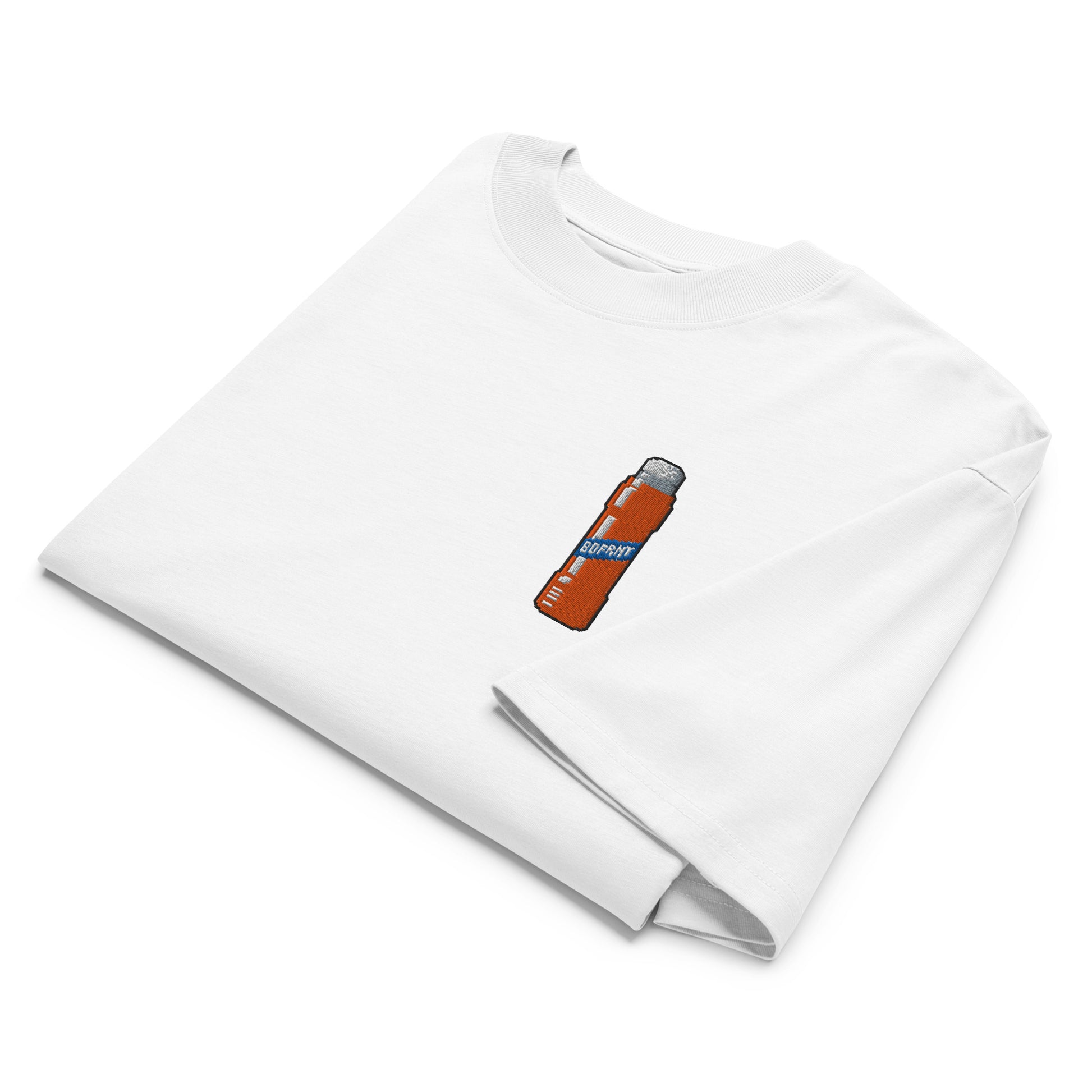 White-Pixel Marker Graffiti Tee from B.Different Clothing, folded, graffiti-inspired streetwear oversized heavyweight t-shirt