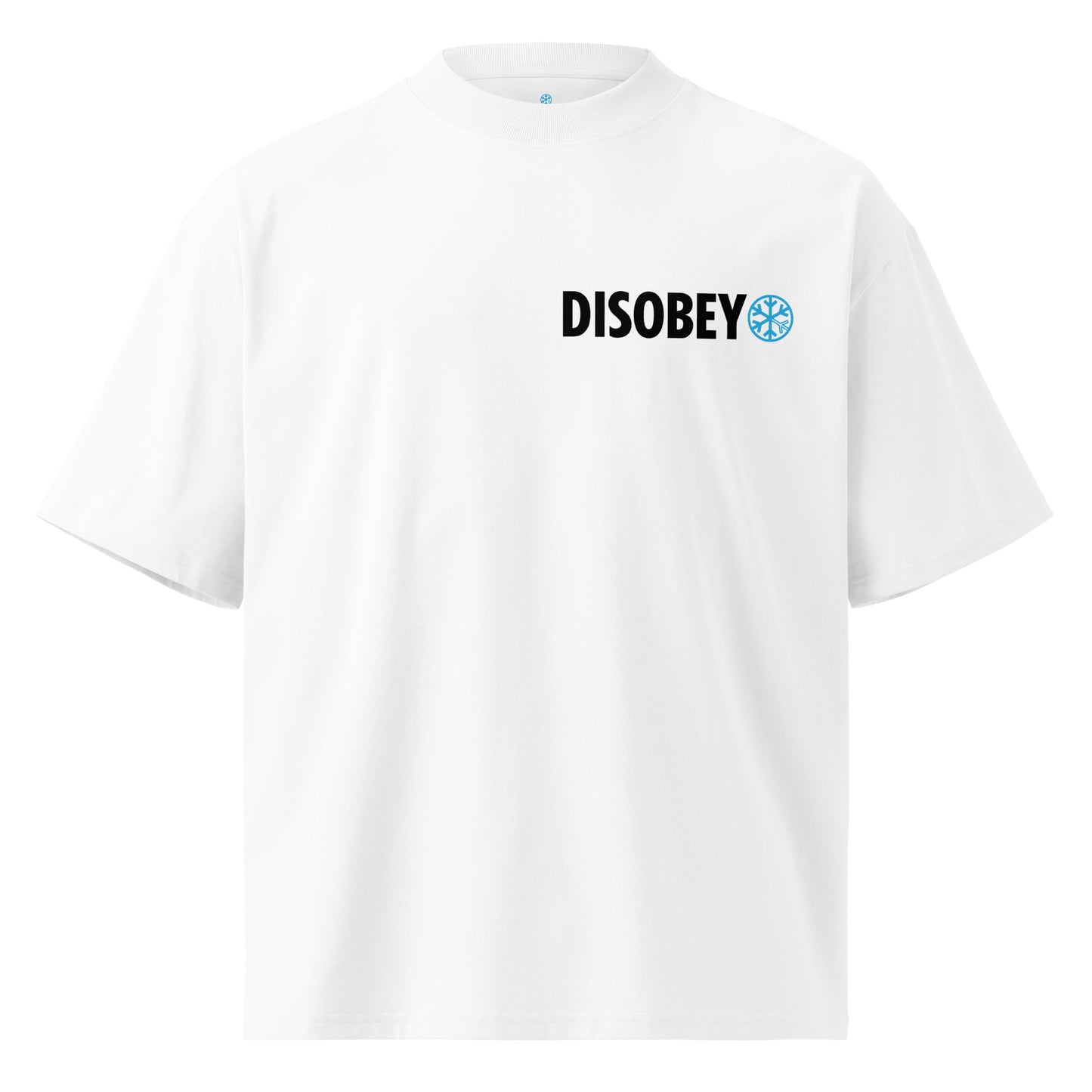 White-Pixel Disobey Tee from B.Different Clothing, front view, graffiti-inspired streetwear oversized heavyweight t-shirt