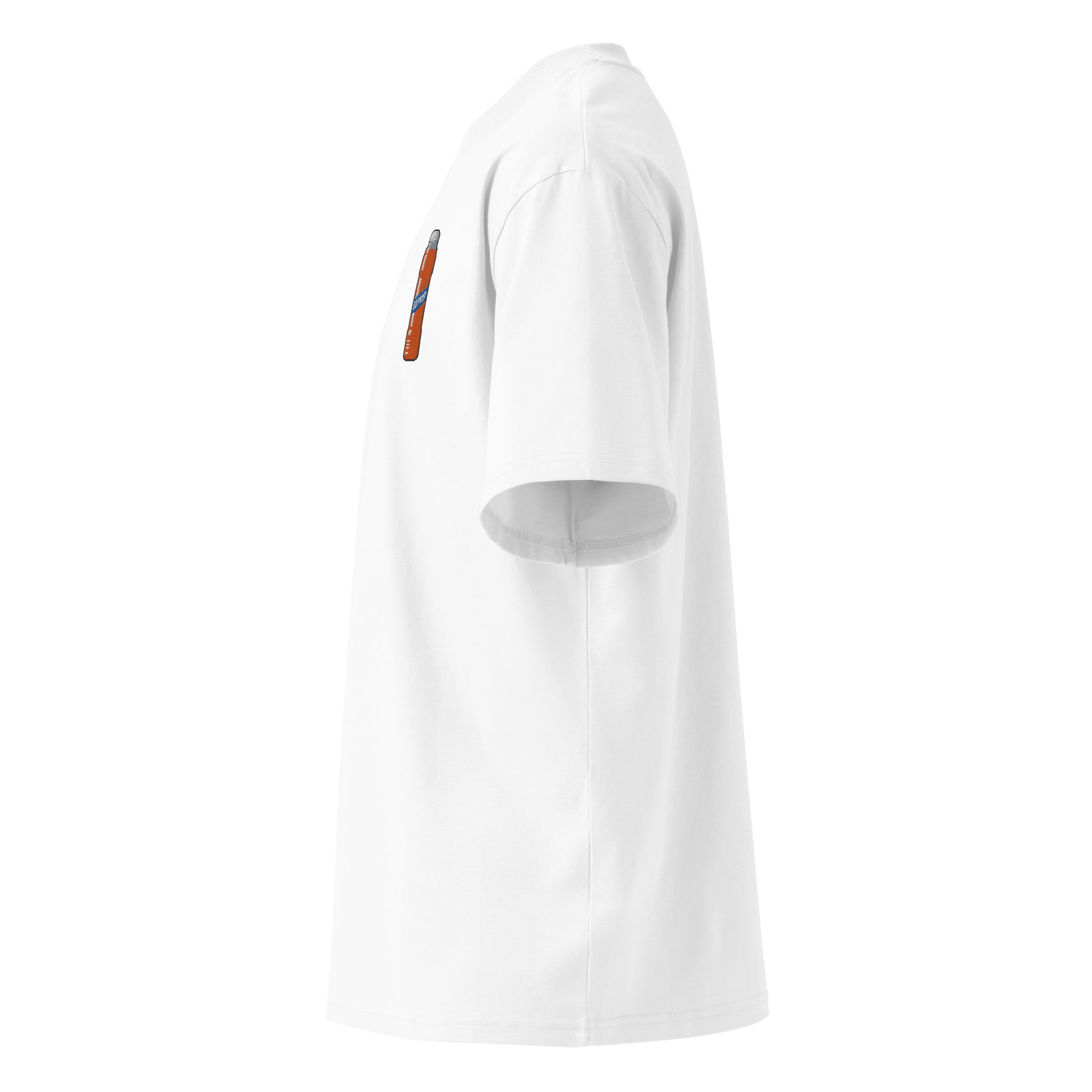 White-Pixel Marker Graffiti Tee from B.Different Clothing, left view, graffiti-inspired streetwear oversized heavyweight t-shirt