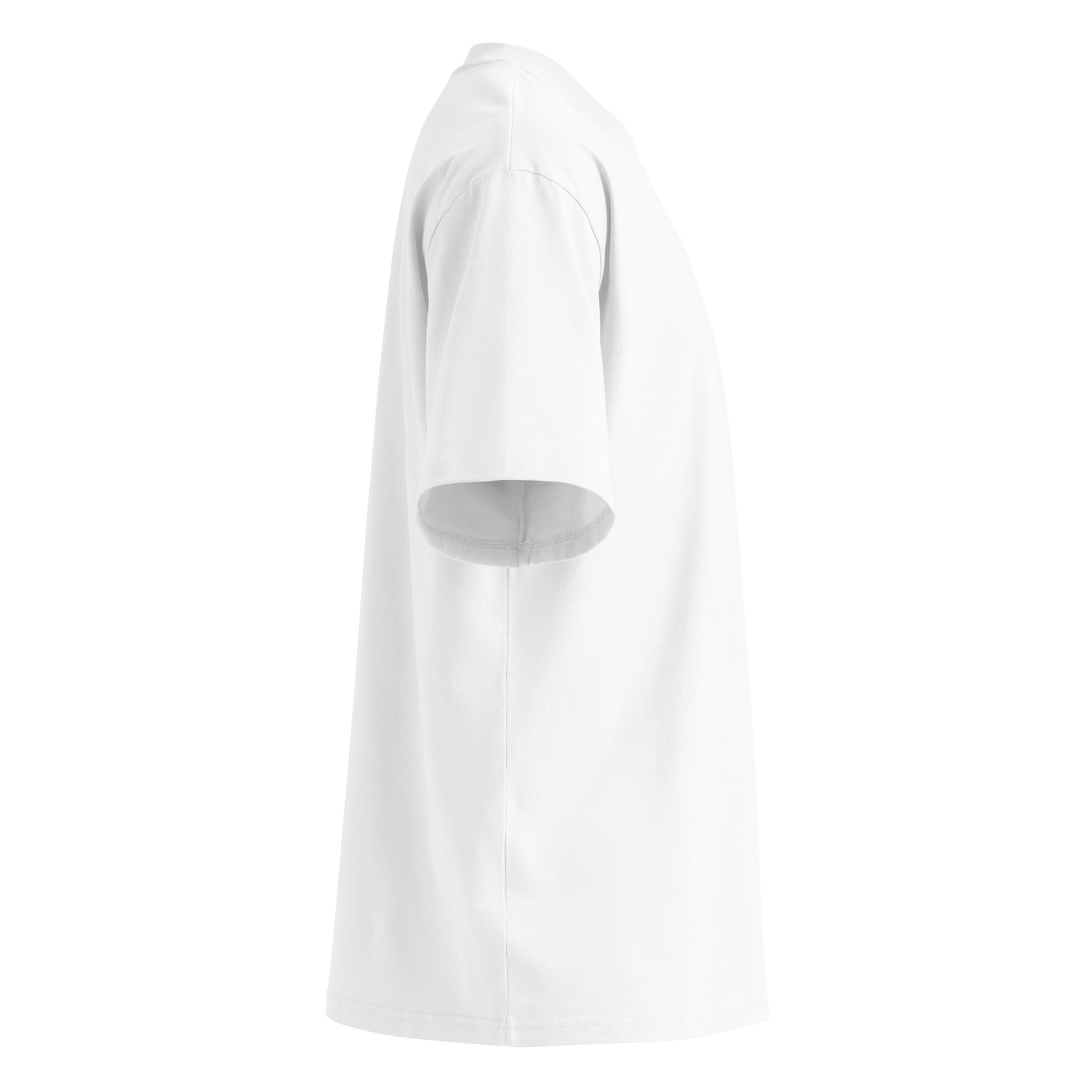 White-Pixel Spray Can Graffiti Tee from B.Different Clothing, right view, graffiti-inspired streetwear oversized heavyweight t-shirt