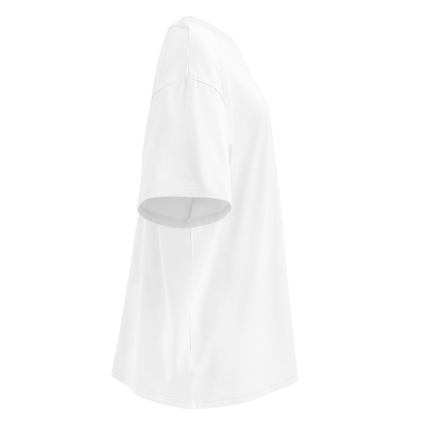 White-Pixel Balaclava Graffiti Tee from B.Different Clothing, right view, graffiti-inspired streetwear, oversized heavyweight t-shirt