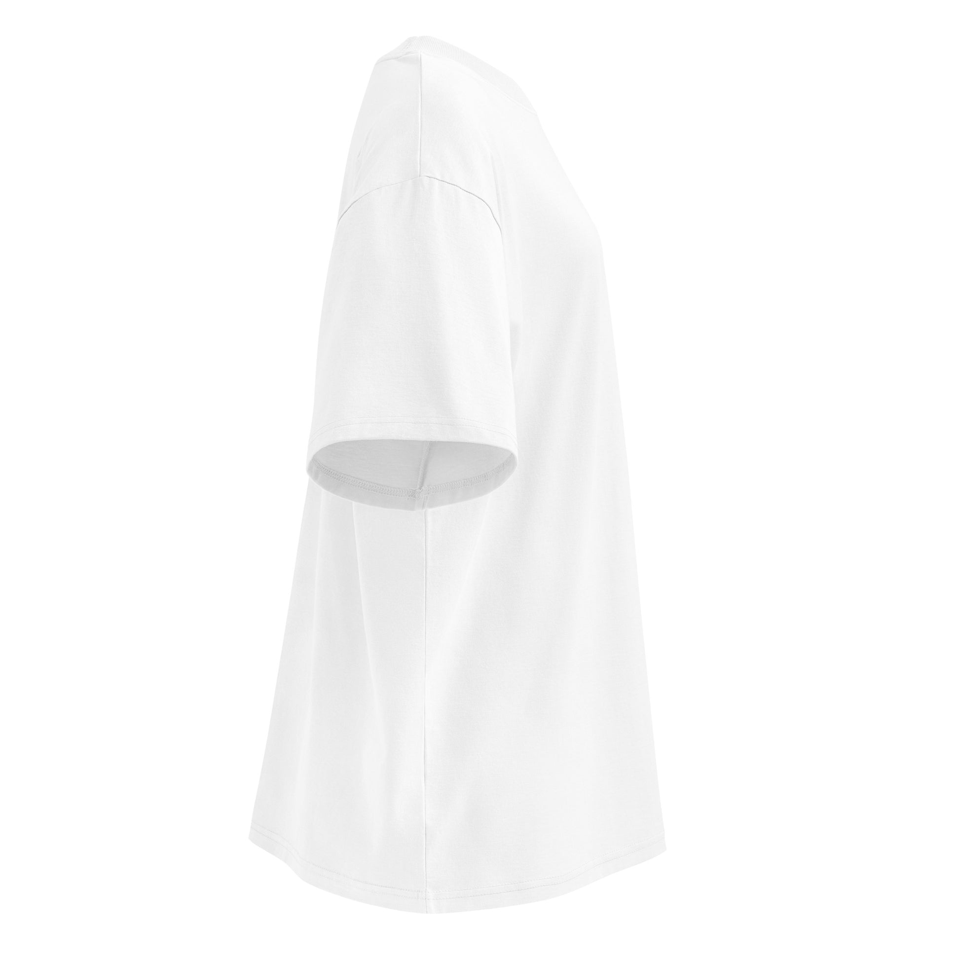 White-Pixel Balaclava Graffiti Tee from B.Different Clothing, right view, graffiti-inspired streetwear, oversized heavyweight t-shirt