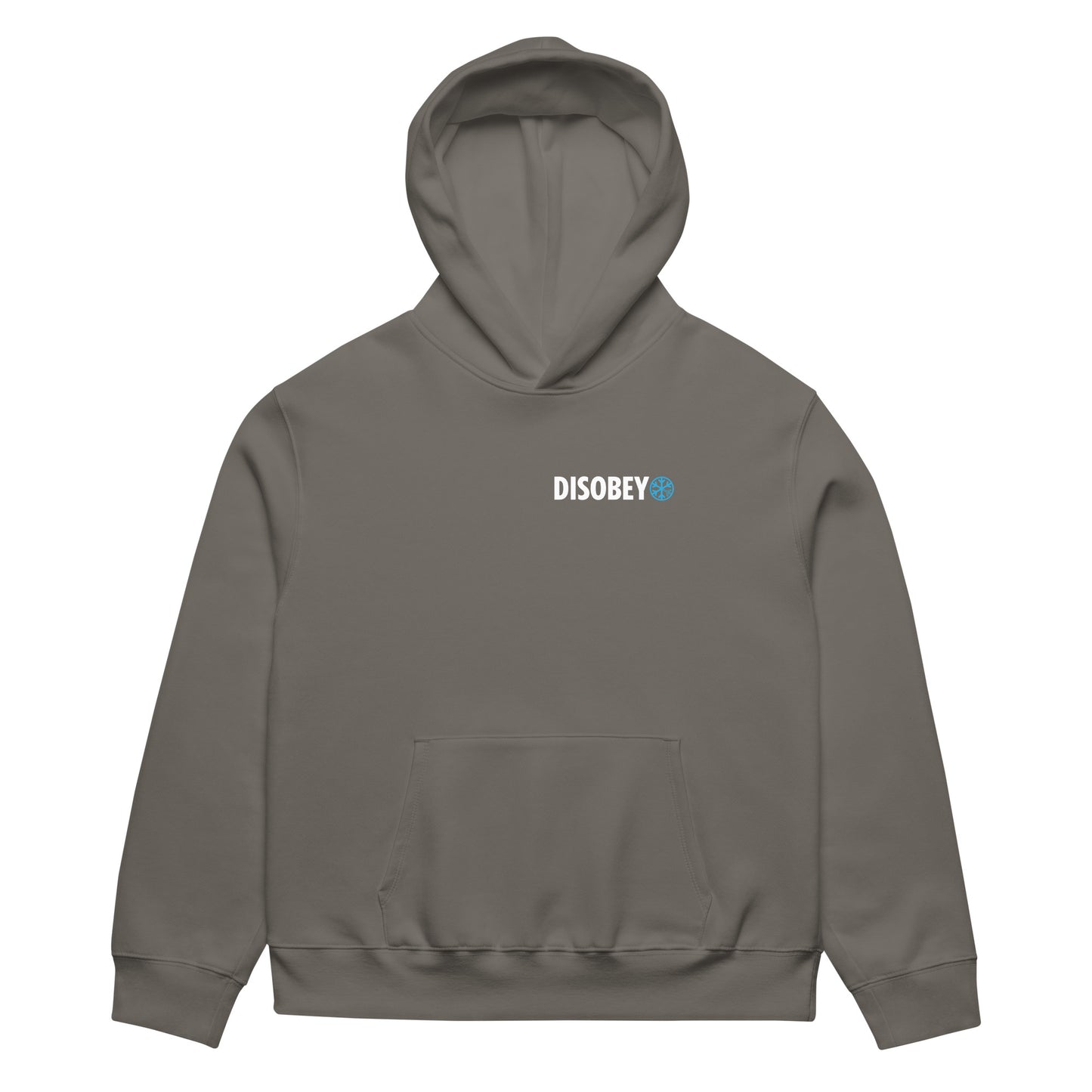 Gray-Pixel Disobey Hoodie from B.Different Clothing, front view, graffiti-inspired streetwear, oversized heavyweight