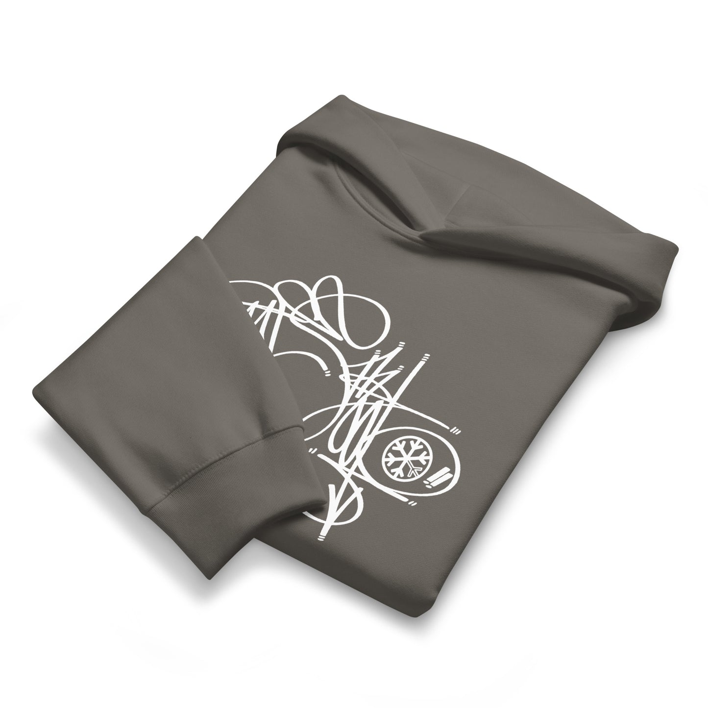 Gray-Misfit Tag Hoodie by Graffiti Dad from B.Different Clothing, folded, graffiti-inspired streetwear, oversized heavyweight