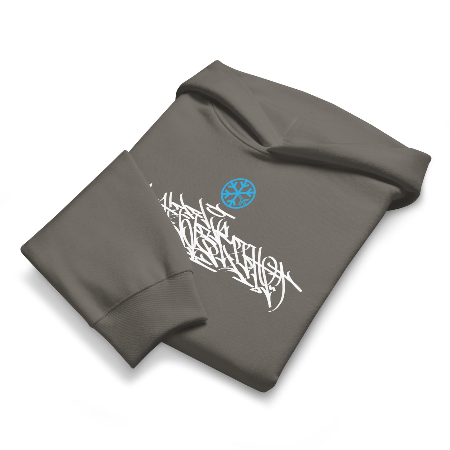 Gray-Shew Collab Graffiti Hoodie from B.Different Clothing, folded, graffiti-inspired streetwear, oversized heavyweight