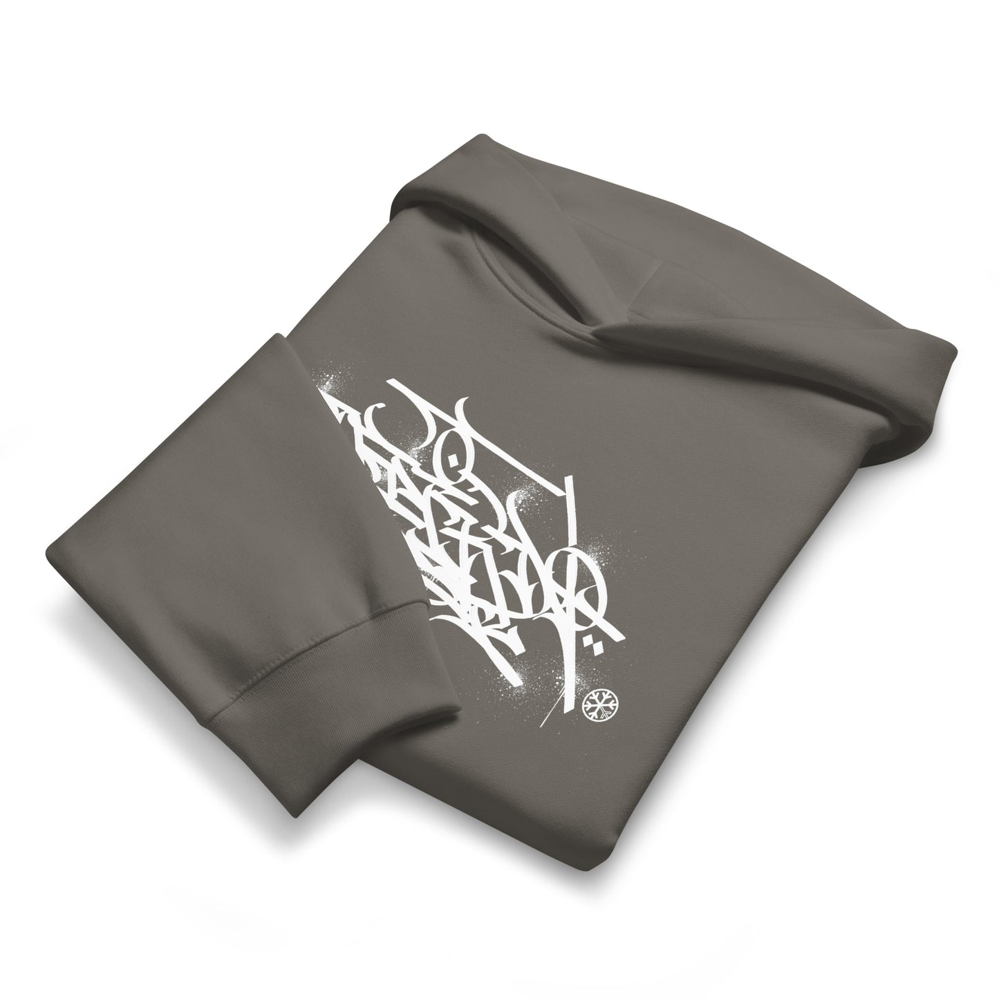 Gray-Weirdo Graffiti Tag Hoodie by Shew from B.Different Clothing, folded, graffiti-inspired streetwear, oversized heavyweight
