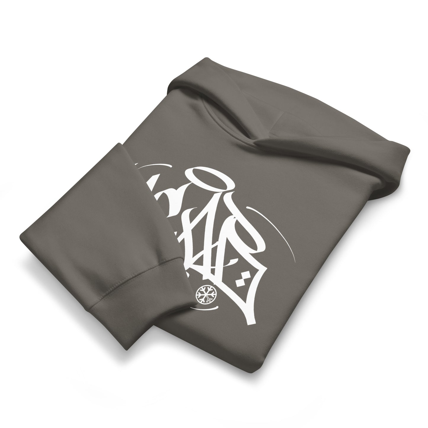 Gray-Acab Graffiti Tag Hoodie by Caos One from B.Different Clothing, folded, graffiti-inspired streetwear, oversized heavyweight