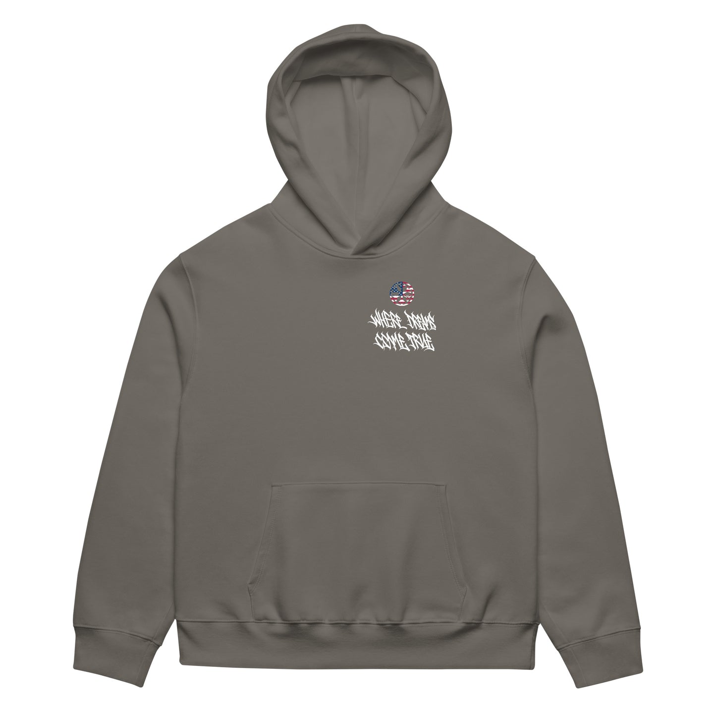 Dark Gray-Flag Graffiti Hoodie from B.Different Clothing, folded, graffiti-inspired streetwear, oversized heavyweight