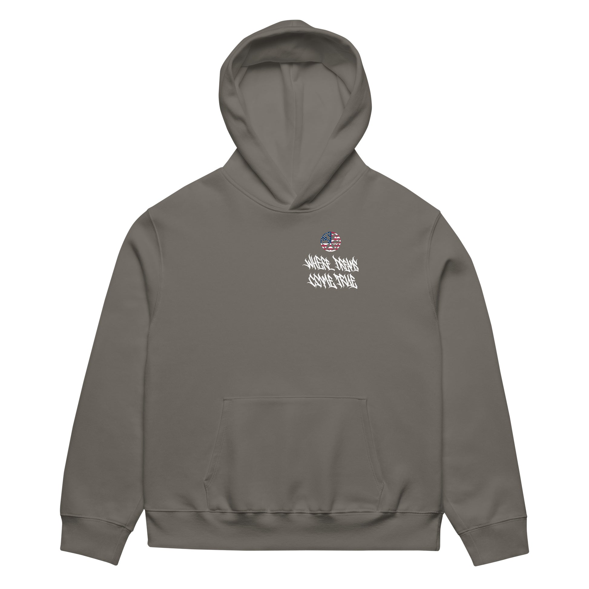 Dark Gray-Flag Graffiti Hoodie from B.Different Clothing, folded, graffiti-inspired streetwear, oversized heavyweight