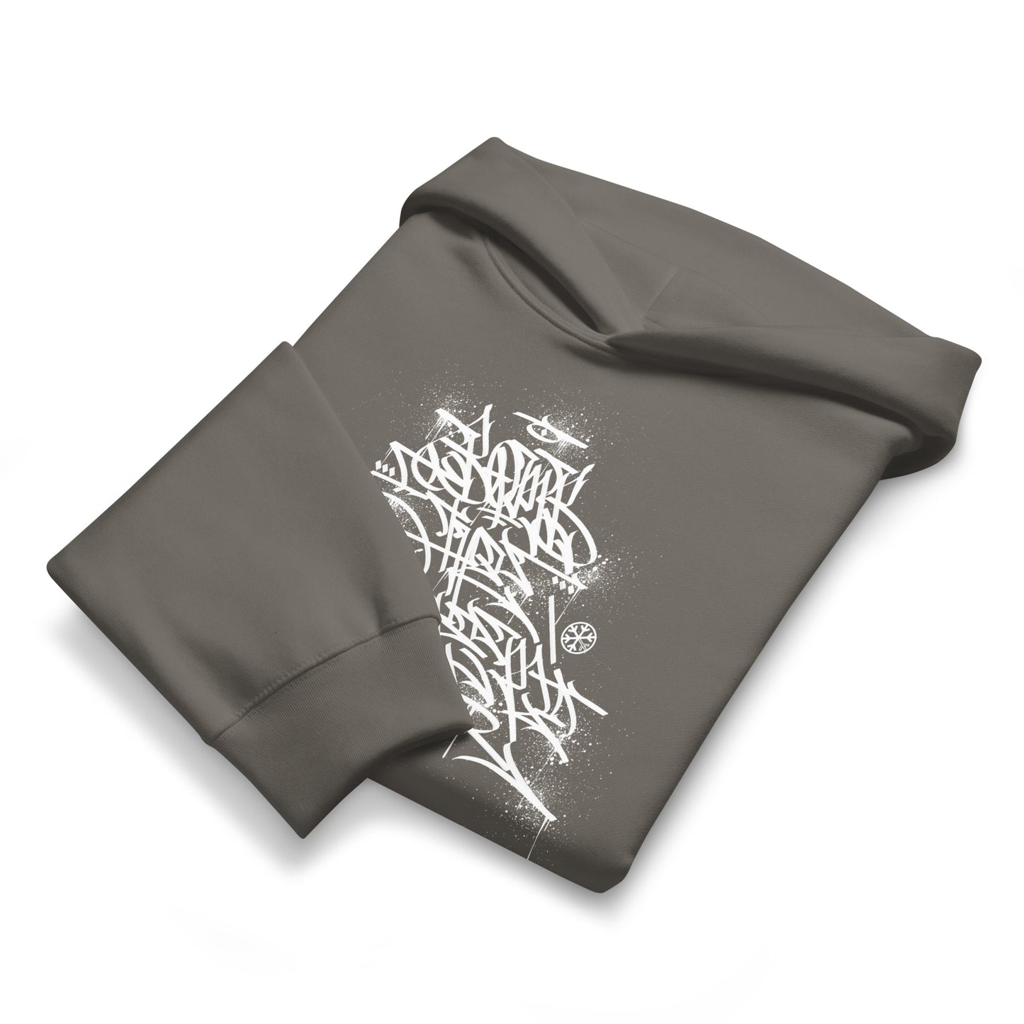 Dark Gray-Bomb The System Graffiti Hoodie by Shew from B.Different Clothing, front view, graffiti-inspired streetwear, oversized heavyweight