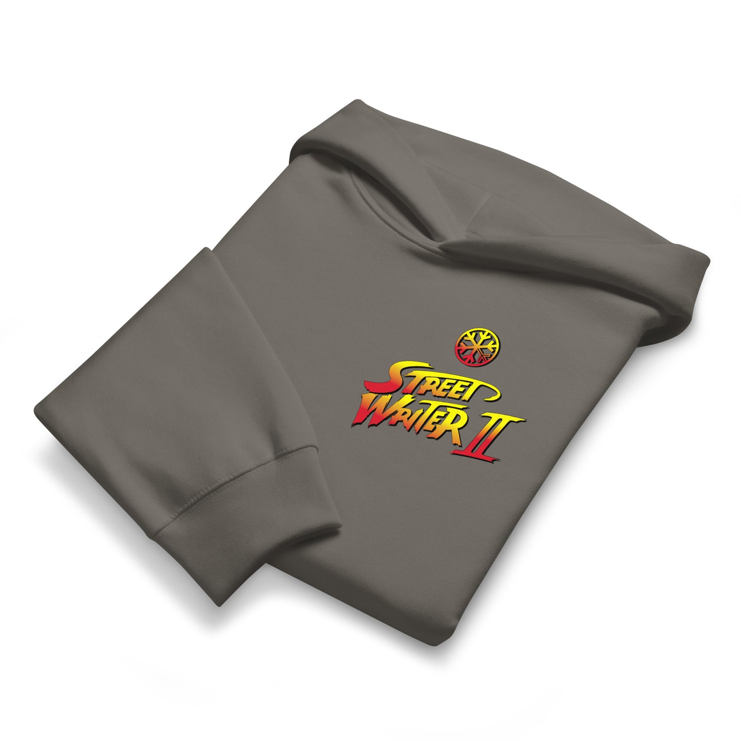 Gray-Street Writer II Graffiti Hoodie from B.Different Clothing, folded, graffiti-inspired streetwear, oversized heavyweight