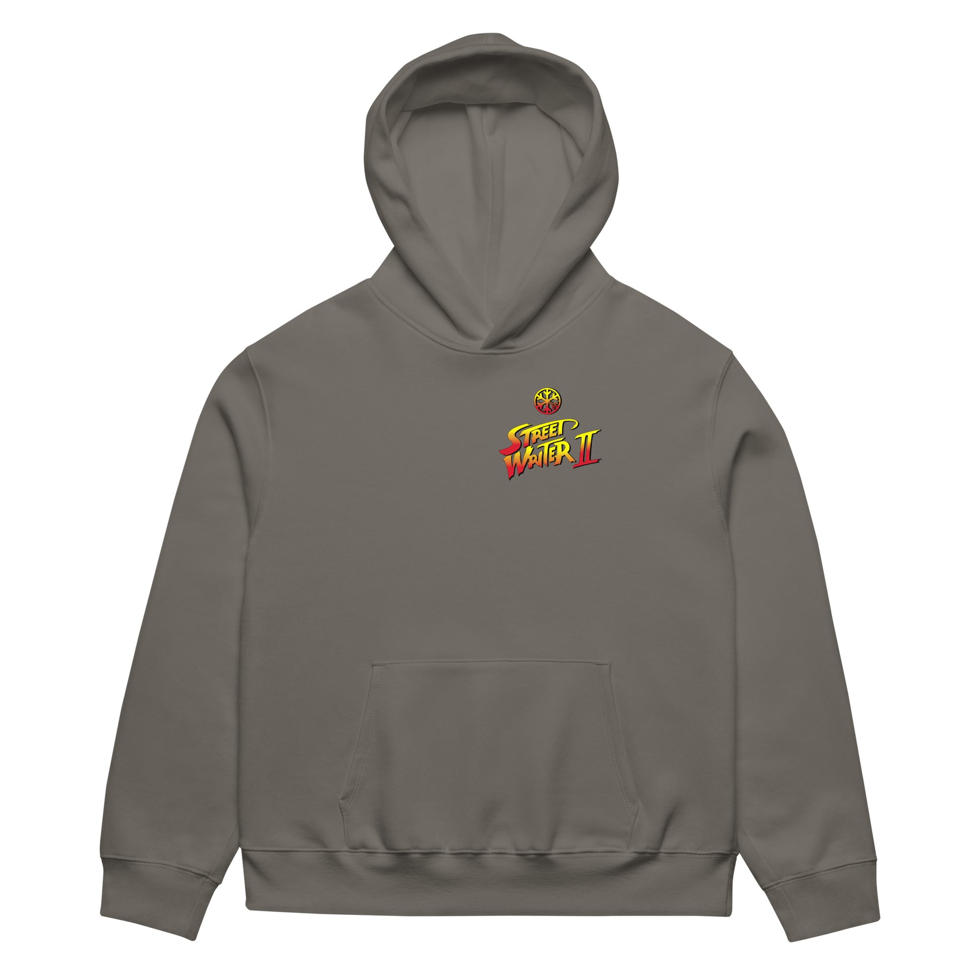 Gray-Street Writer II Graffiti Hoodie from B.Different Clothing, front view, graffiti-inspired streetwear, oversized heavyweight