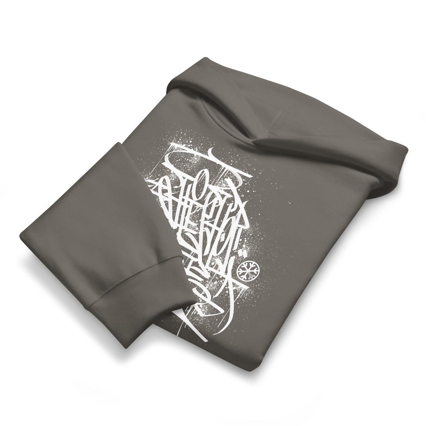 Gray-Hip Hop Love Graffiti Hoodie by Shew from B.Different Clothing, folded, graffiti-inspired streetwear, oversized heavyweight