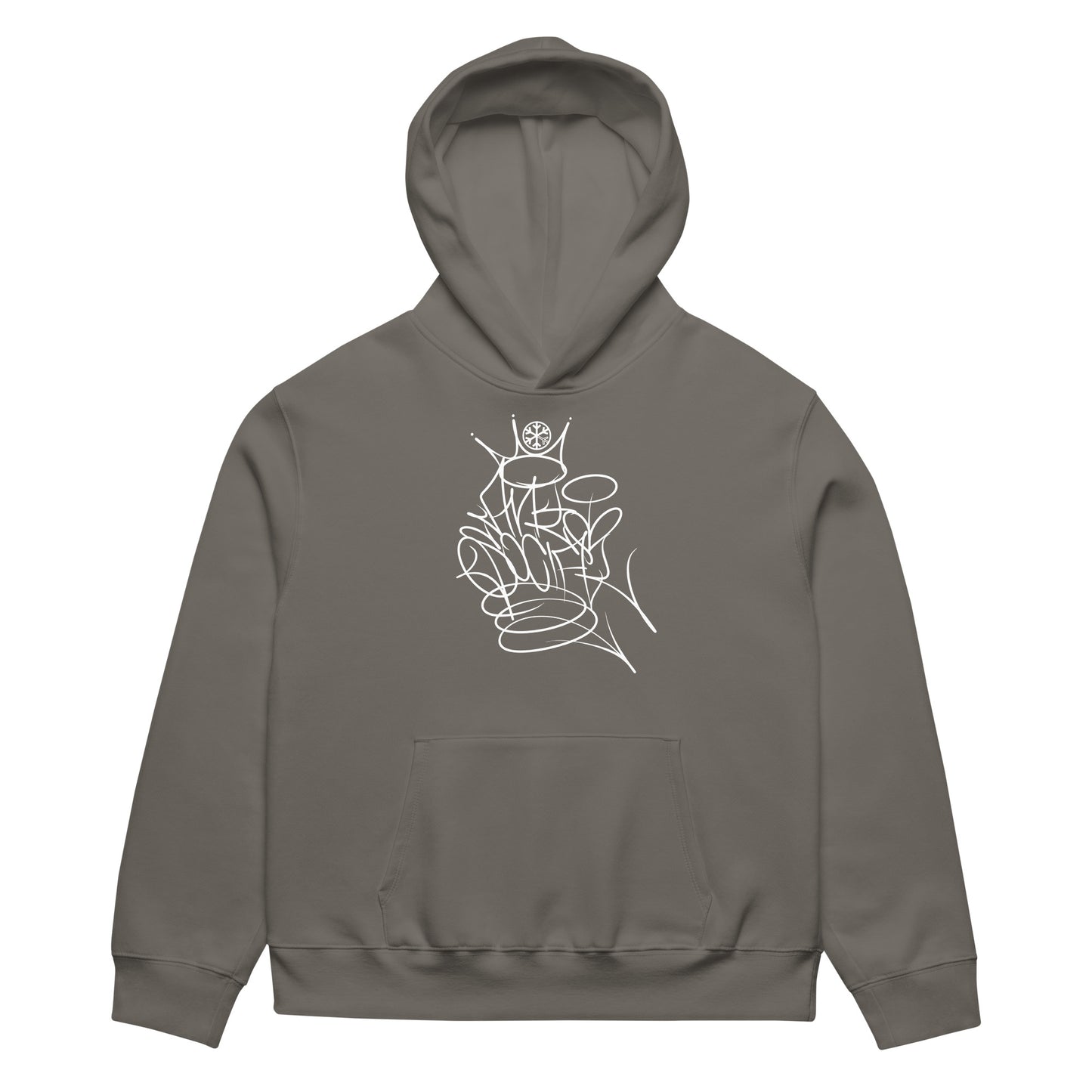 Gray-Antisocial Graffiti Tag Hoodie by Caos One from B.Different Clothing, front view, graffiti-inspired streetwear, oversized heavyweight