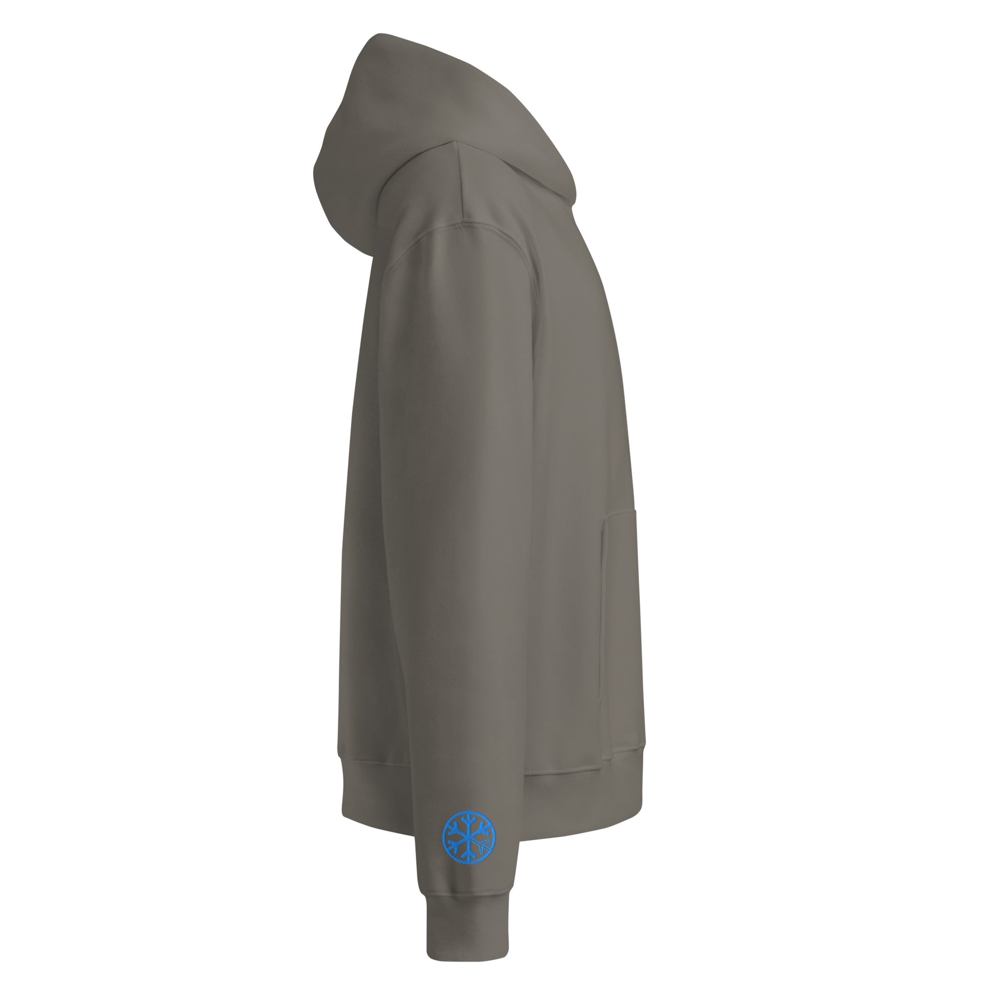Gray-Pixel Balaclava Graffiti Hoodie from B.Different Clothing, side view, graffiti-inspired streetwear, oversized heavyweight