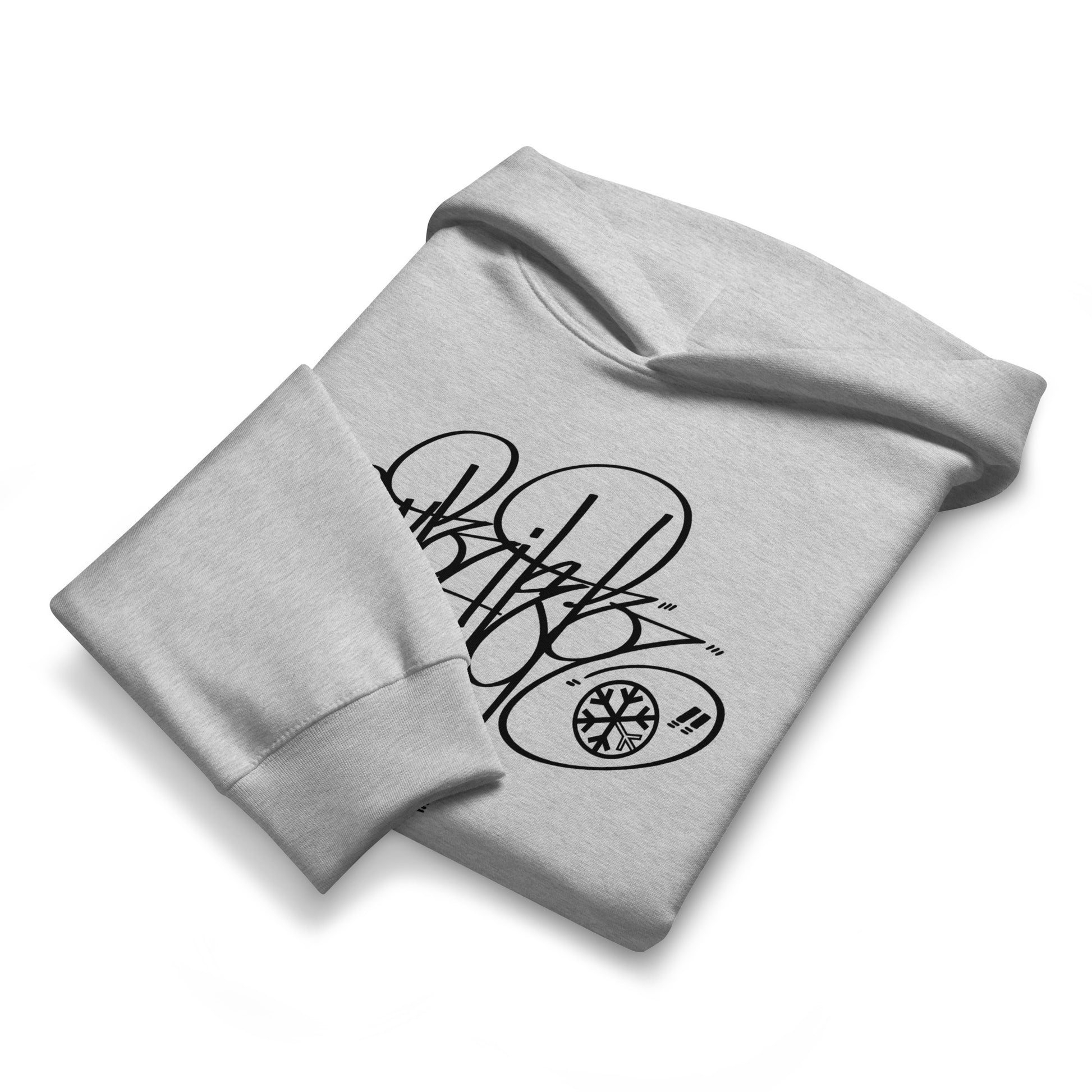 Gray-Writer Tag Hoodie by Graffiti Dad from B.Different Clothing, folded, graffiti-inspired streetwear, oversized heavyweight