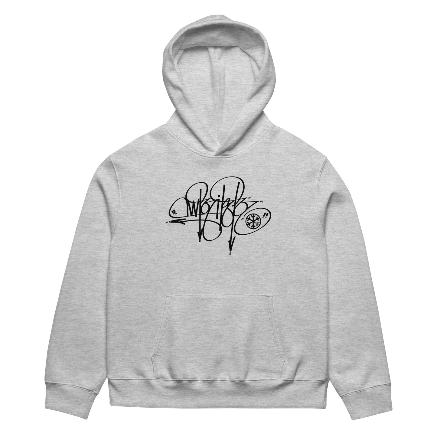 Gray-Writer Tag Hoodie by Graffiti Dad from B.Different Clothing, front view, graffiti-inspired streetwear, oversized heavyweight