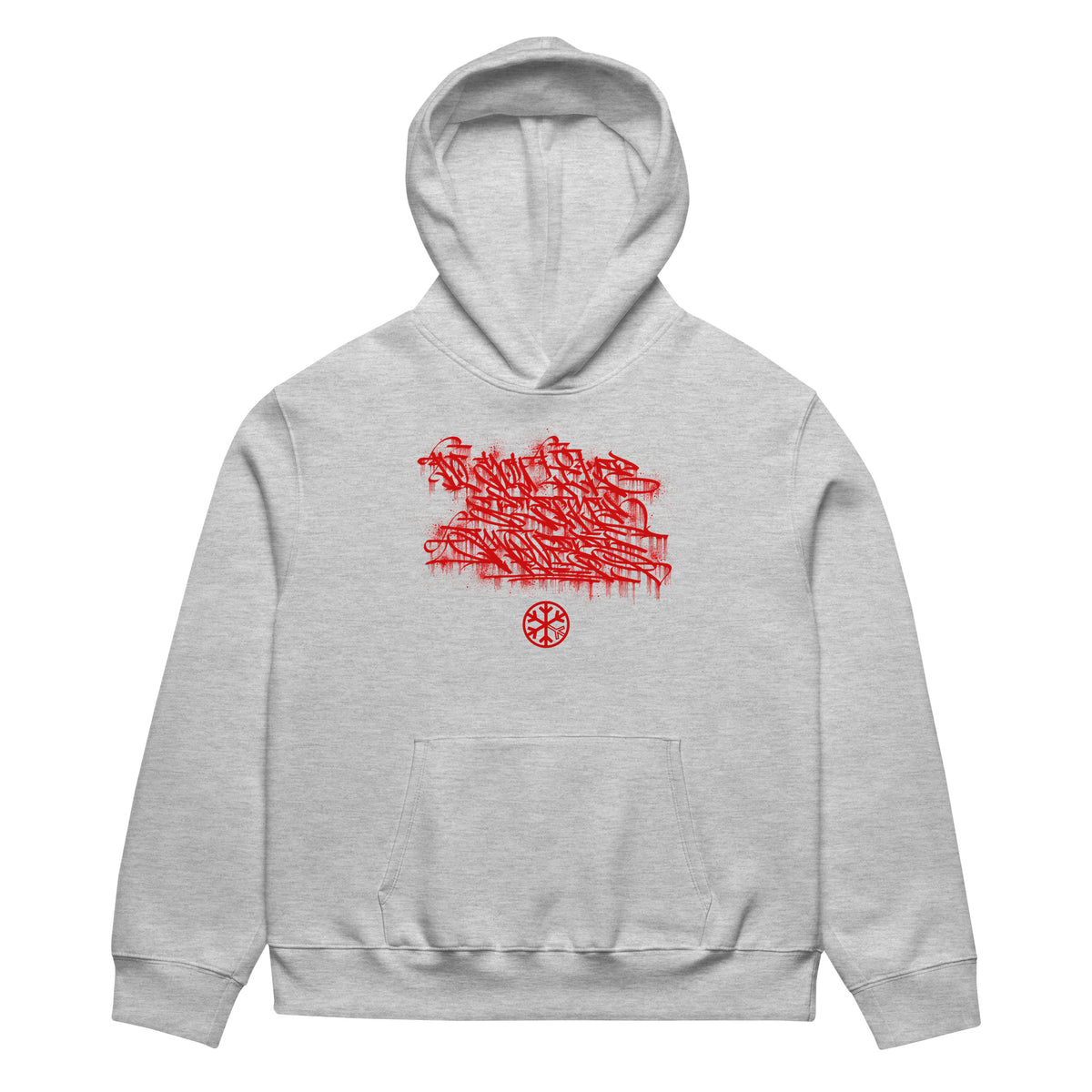 Gray-Do You Like Scary Movies Graffiti Hoodie by Shew from B.Different Clothing, front view, graffiti-inspired streetwear, oversized heavyweight