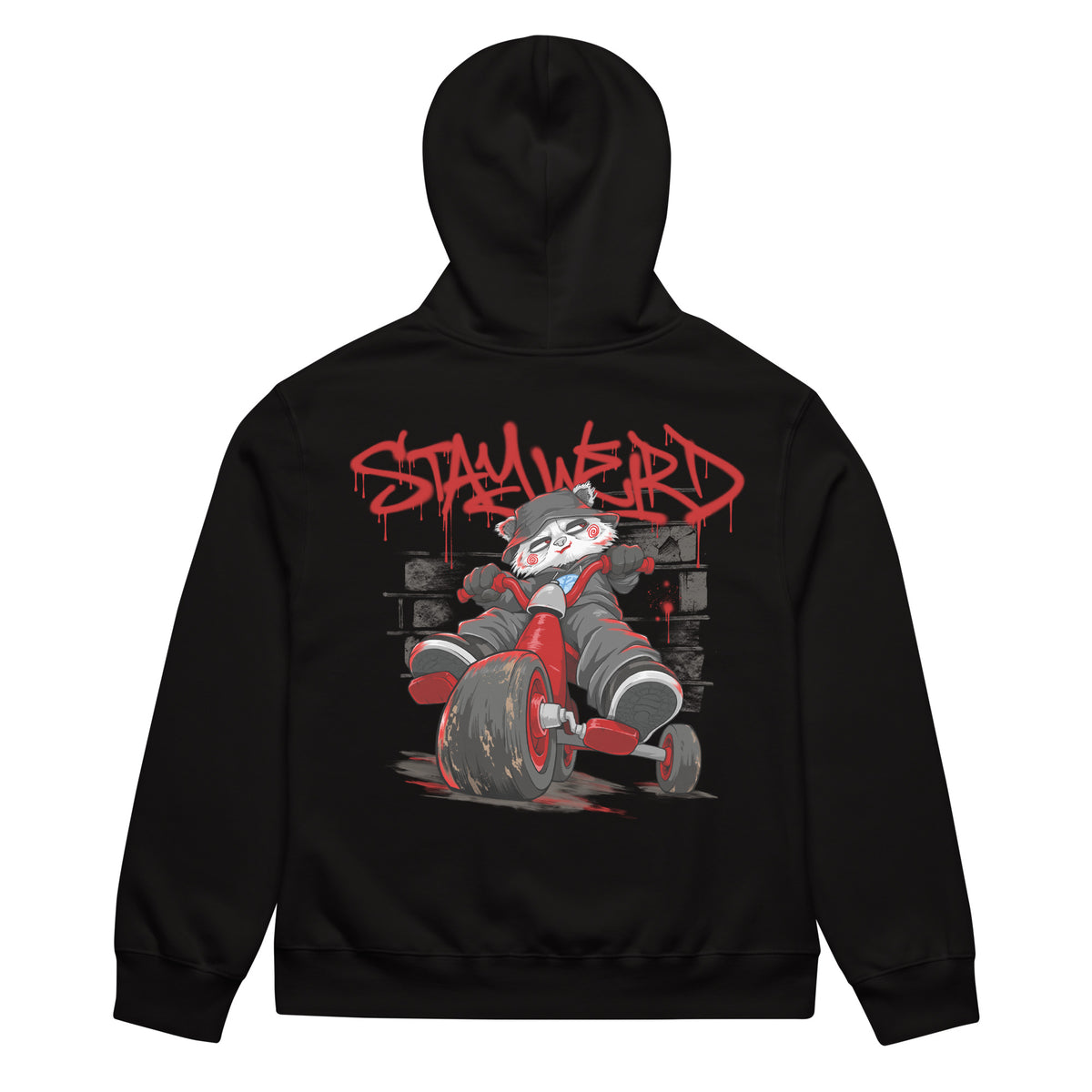 Black-Raks The Puppet Graffiti Hoodie by Emti from B.Different Clothing, back view, graffiti-inspired streetwear, oversized heavyweight