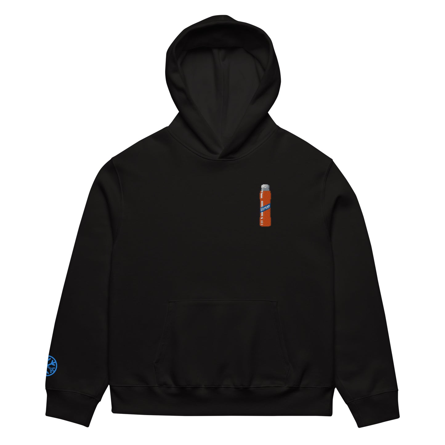 Black-Pixel Marker Graffiti Hoodie from B.Different Clothing, front view, graffiti-inspired streetwear, oversized heavyweight